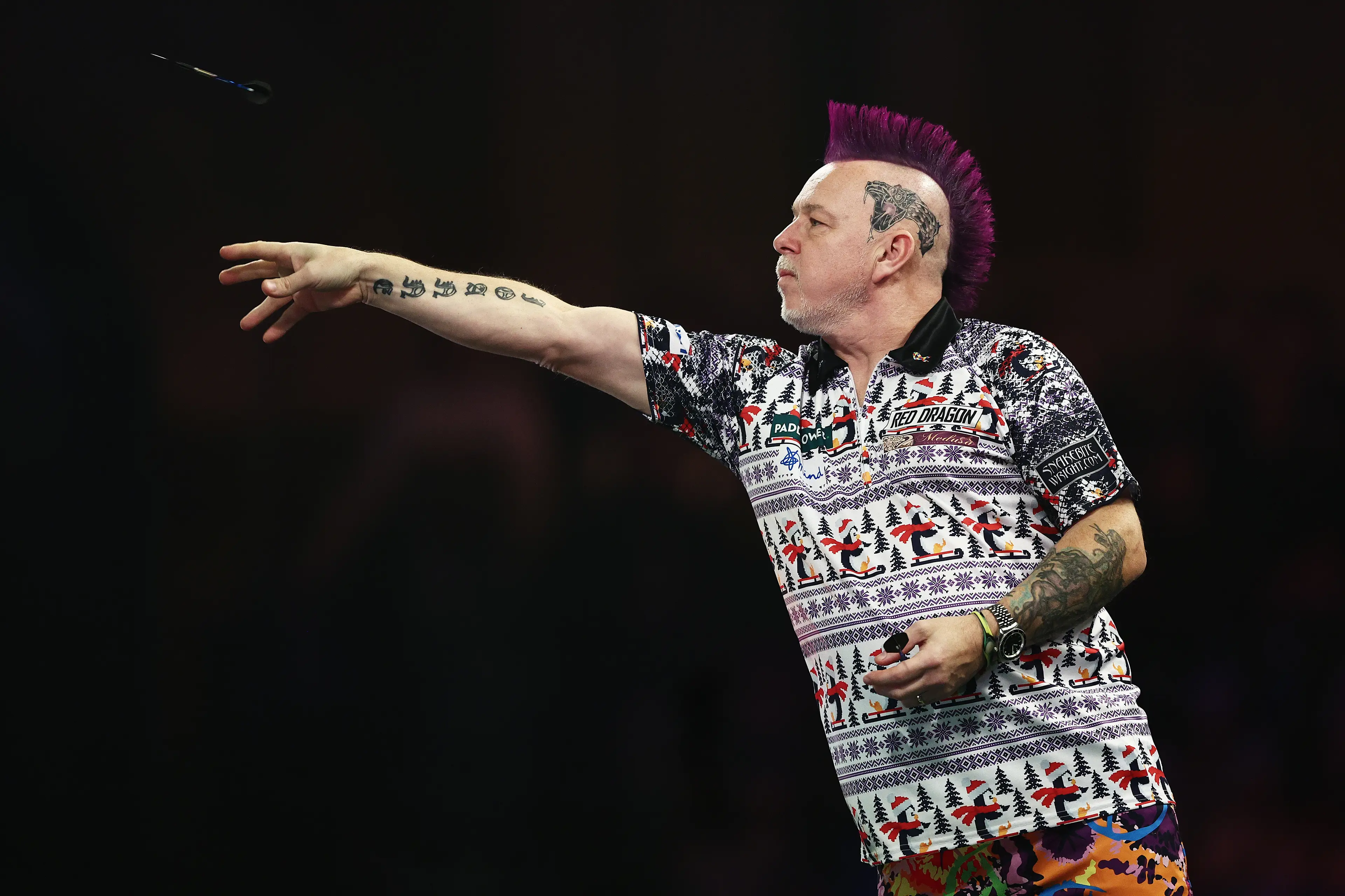 Peter Wright in action at the World Darts Championship. Image: Getty 