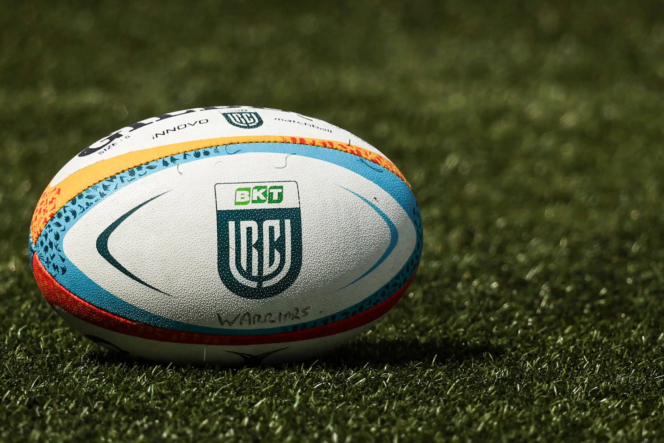 A URC match ball during a Glasgow Warriors training session at Scotstoun Stadium, on May 09, 2026, in Glasgow, Scotland. (Getty Images)