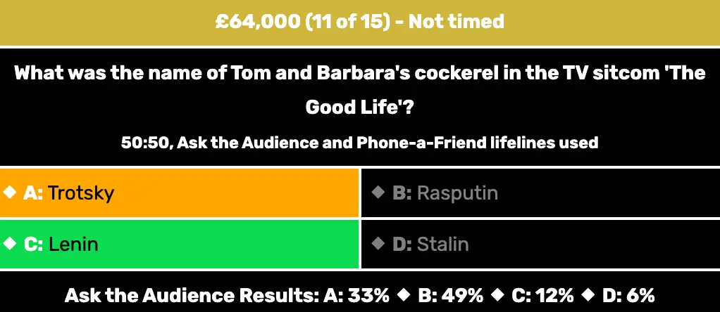 The question which stumped Ferguson on Who Wants To Be A Millionaire. Image: https://millionaire.fandom.com