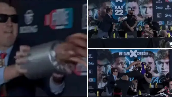 Chaos as YouTube star Alex Stein ‘throws hotdogs’ at TikToker Mo Dean ahead of boxing clash