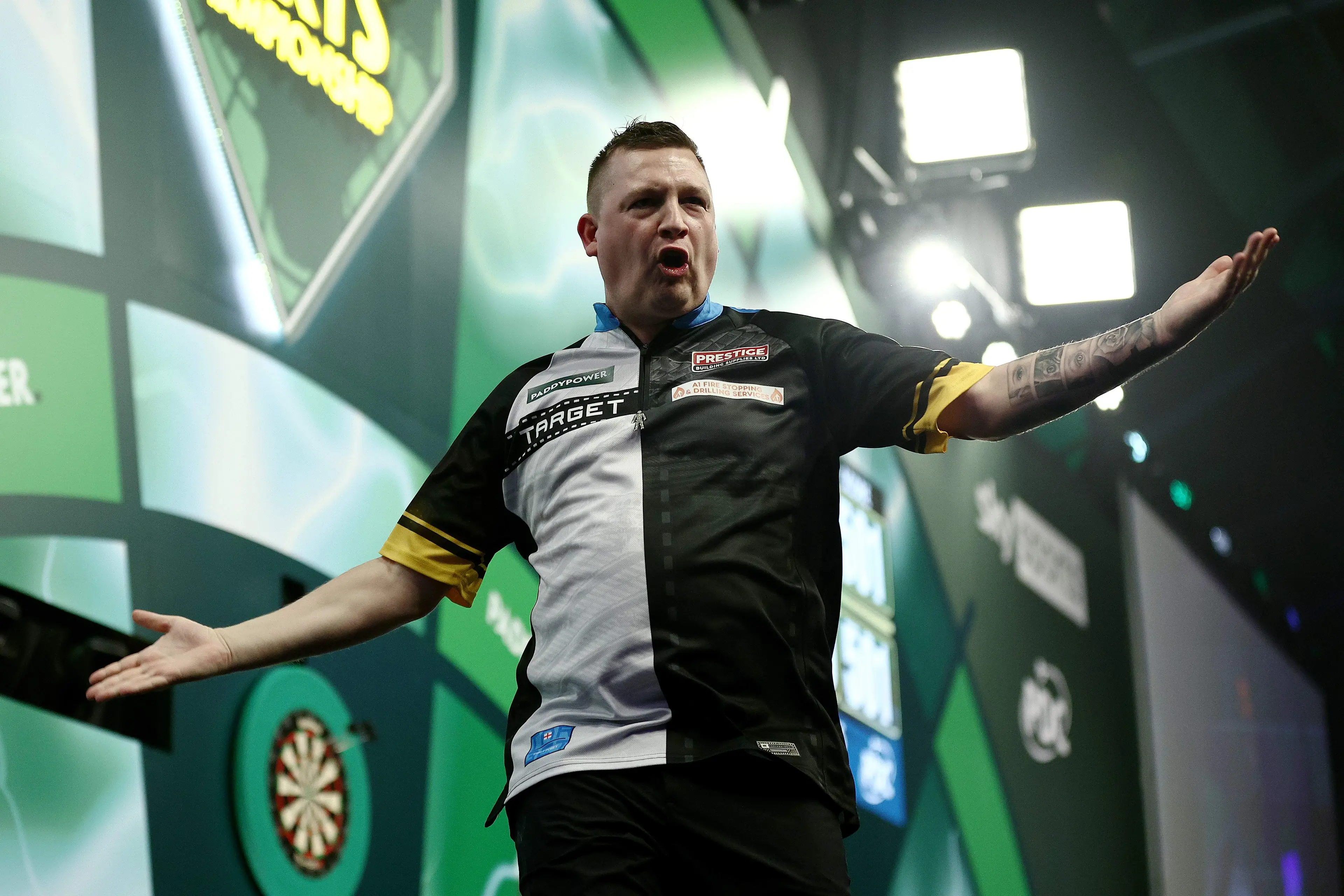 Chris Dobey has reached the semi-finals of the World Darts Championship. Image: Getty