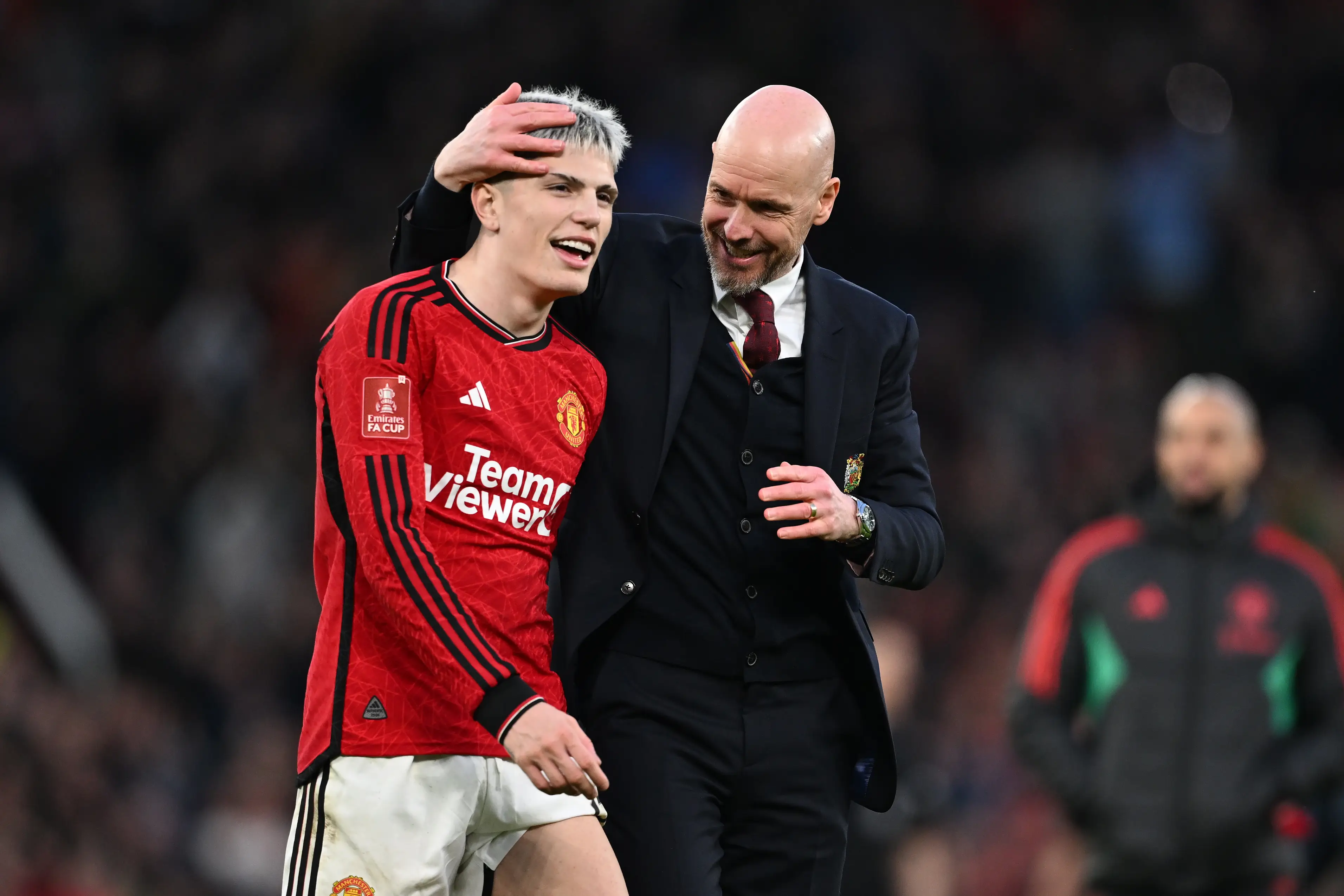 Garnacho alongside Manchester United manager Erik ten Hag. (Image