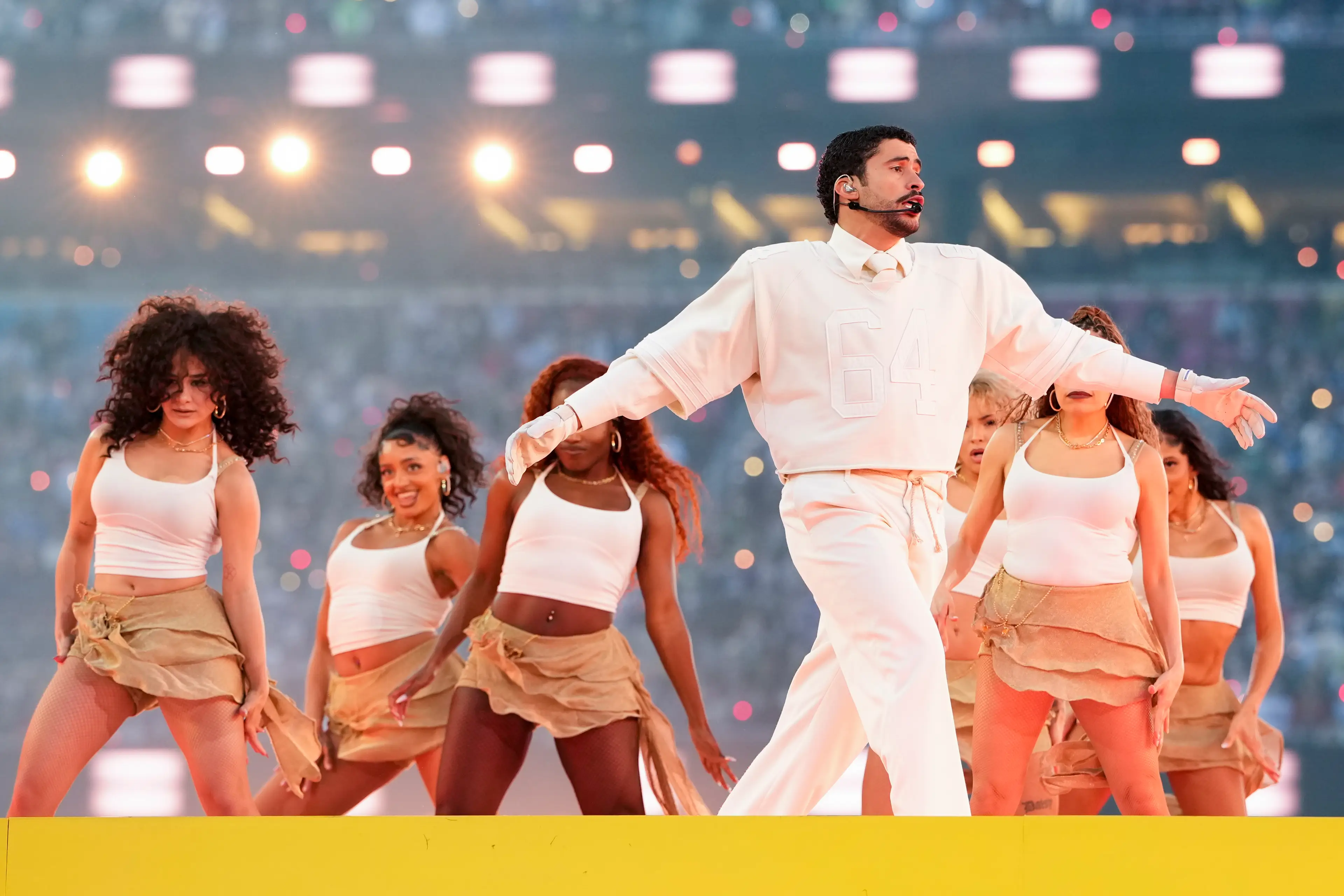 Bad Bunny performed the halftime show at Super Bowl LX. Image: Getty 