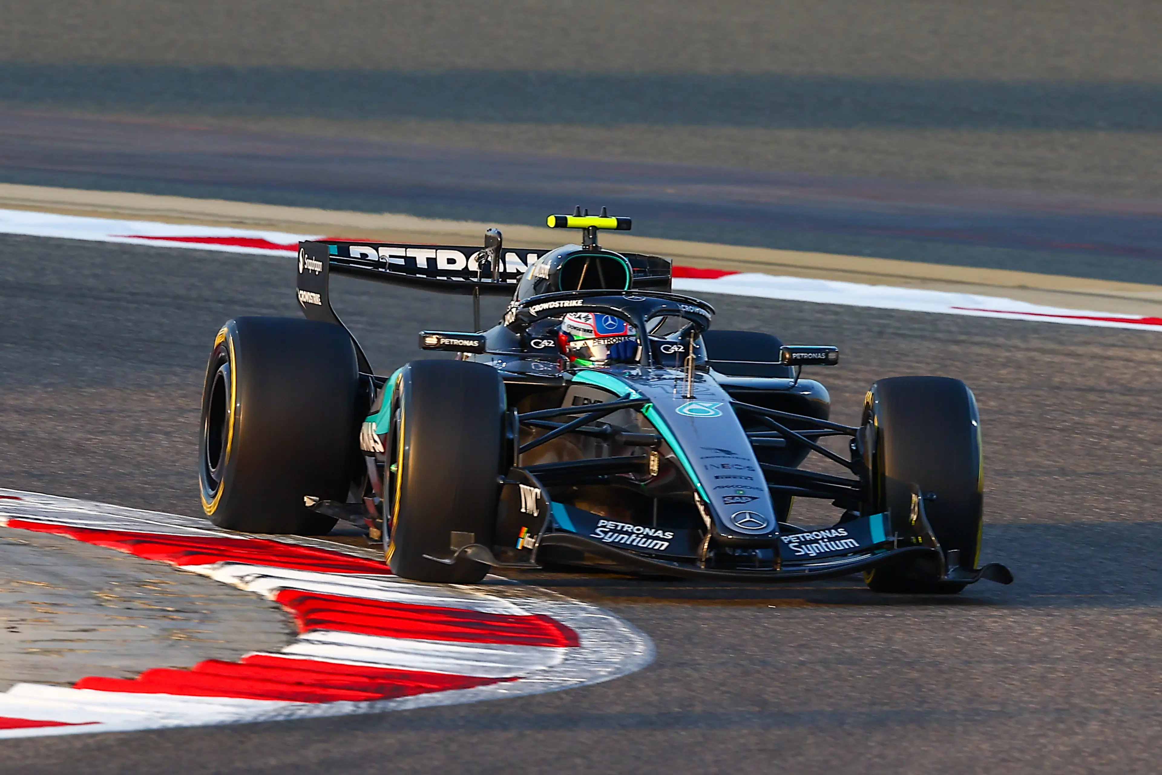 Kimi Antonelli set the quickest time during the first week of testing in Bahrain. Image: Getty 