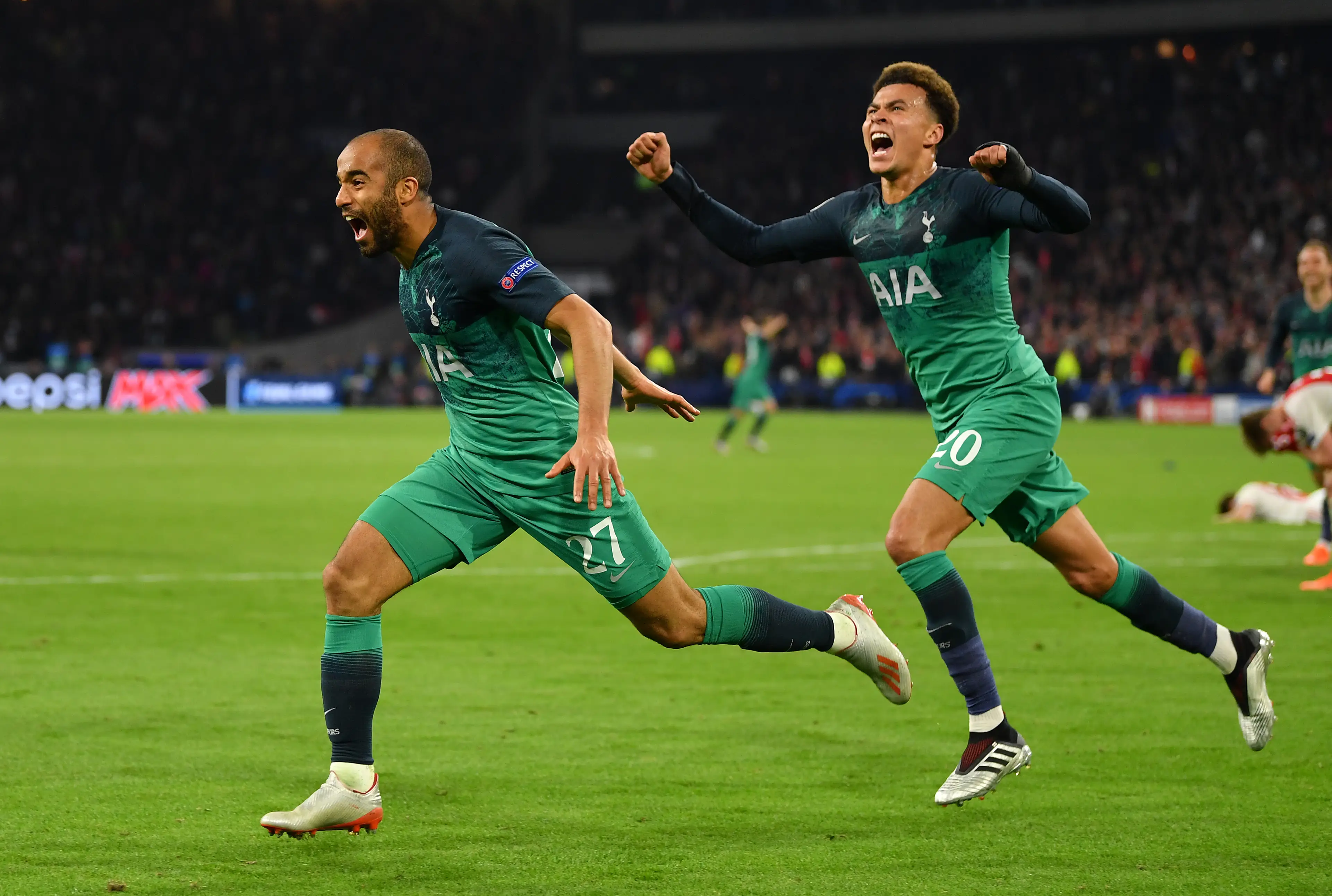 Lucas Moura celebrates the dramatic winner against Ajax. image credit: Getty