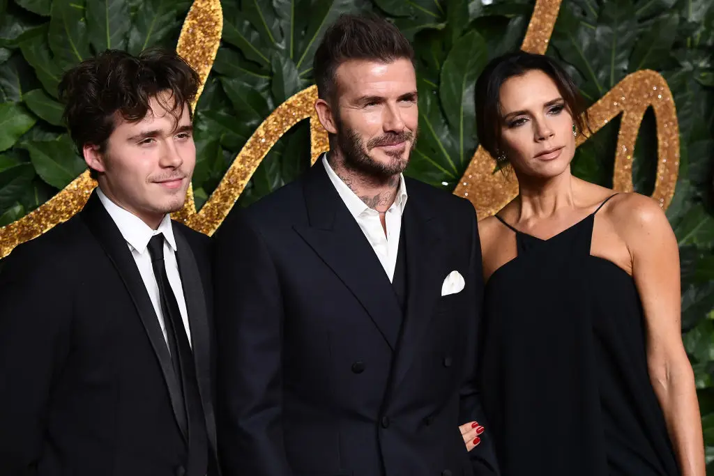 Brooklyn, David and Victoria Beckham (Credit:Getty)
