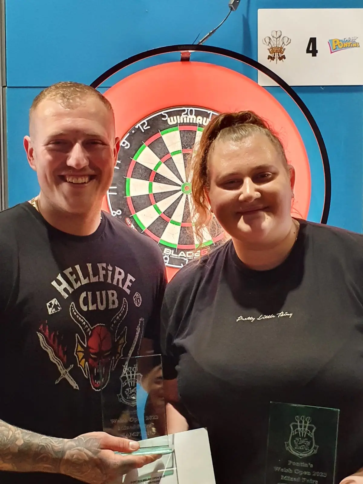 Beau and her brother Taylor after their Welsh Open Mixed Pairs win in 2023. 