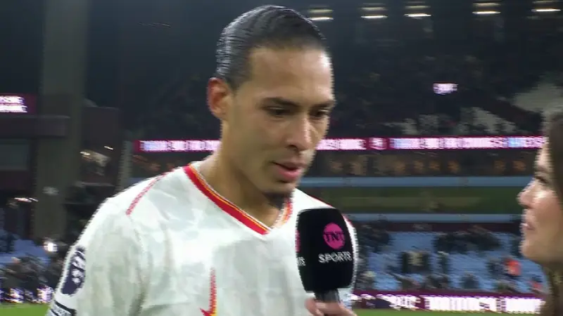 Arsenal fans noticed what Virgil van Dijk 'almost said' during post-match interview after Aston Villa draw
