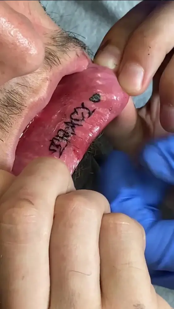Brian Ortega got a tattoo of Tracy Cortez's name on his lip during their relationship. Image: Instagram/Brian Ortega 