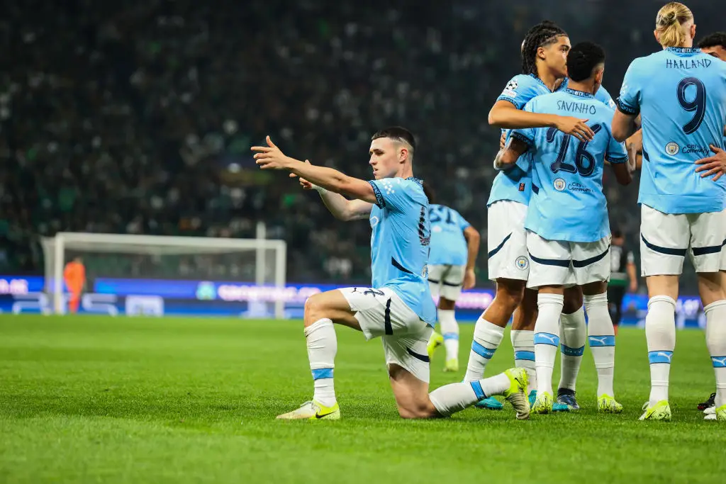 Phil Foden opened the scoring for Manchester City during their Champions League match against Sporting CP. (Image: Getty)