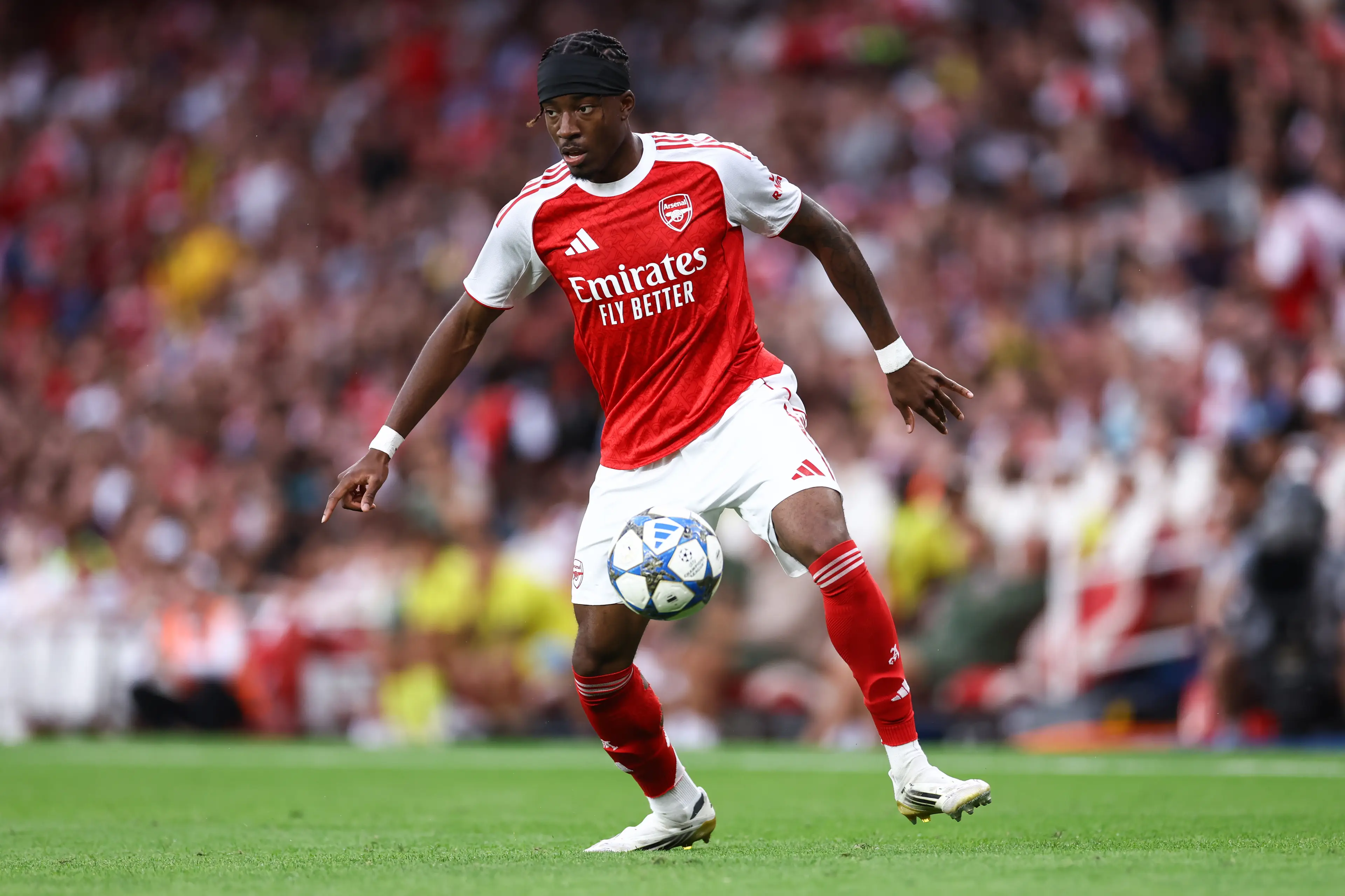 Noni Madueke made his Arsenal debut against Villarreal. Image: Getty