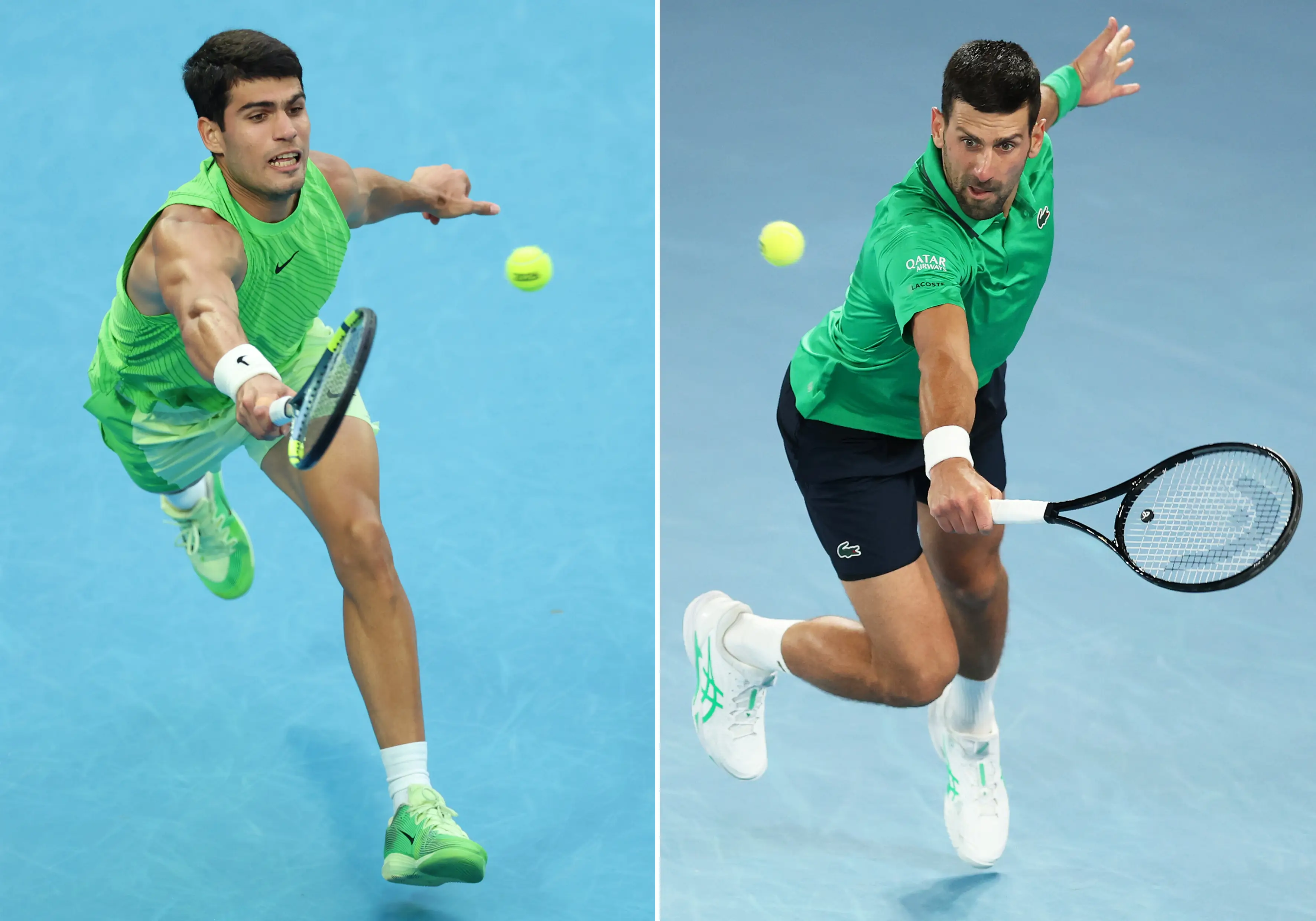 Novak Djokovic is taking on Carlos Alcaraz in the Australian Open final. (Image: Getty)