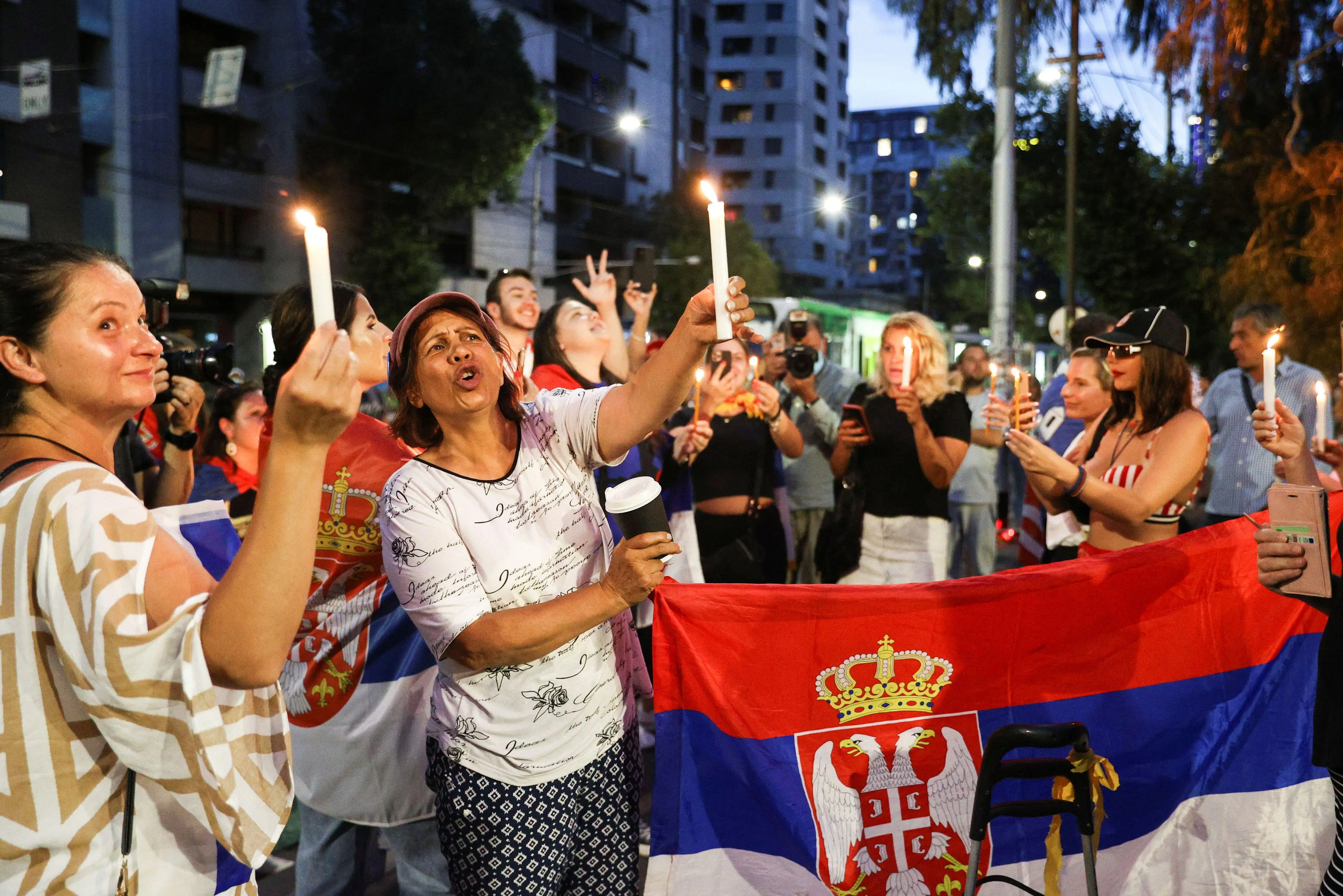 Fans protested for Djokovic's release. Image: PA Images