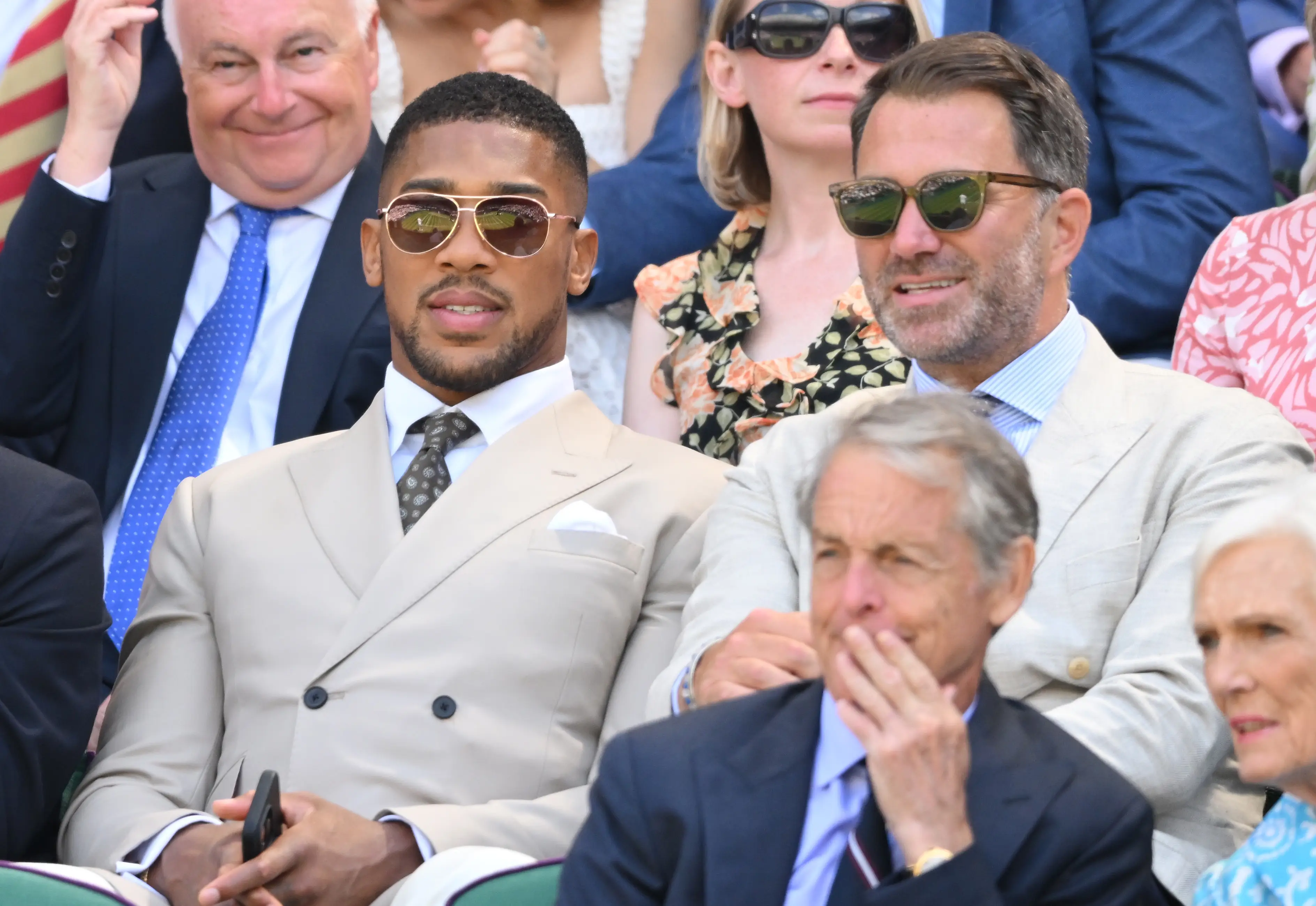 Anthony Joshua teased a football agency with Eddie Hearn. Image: Getty