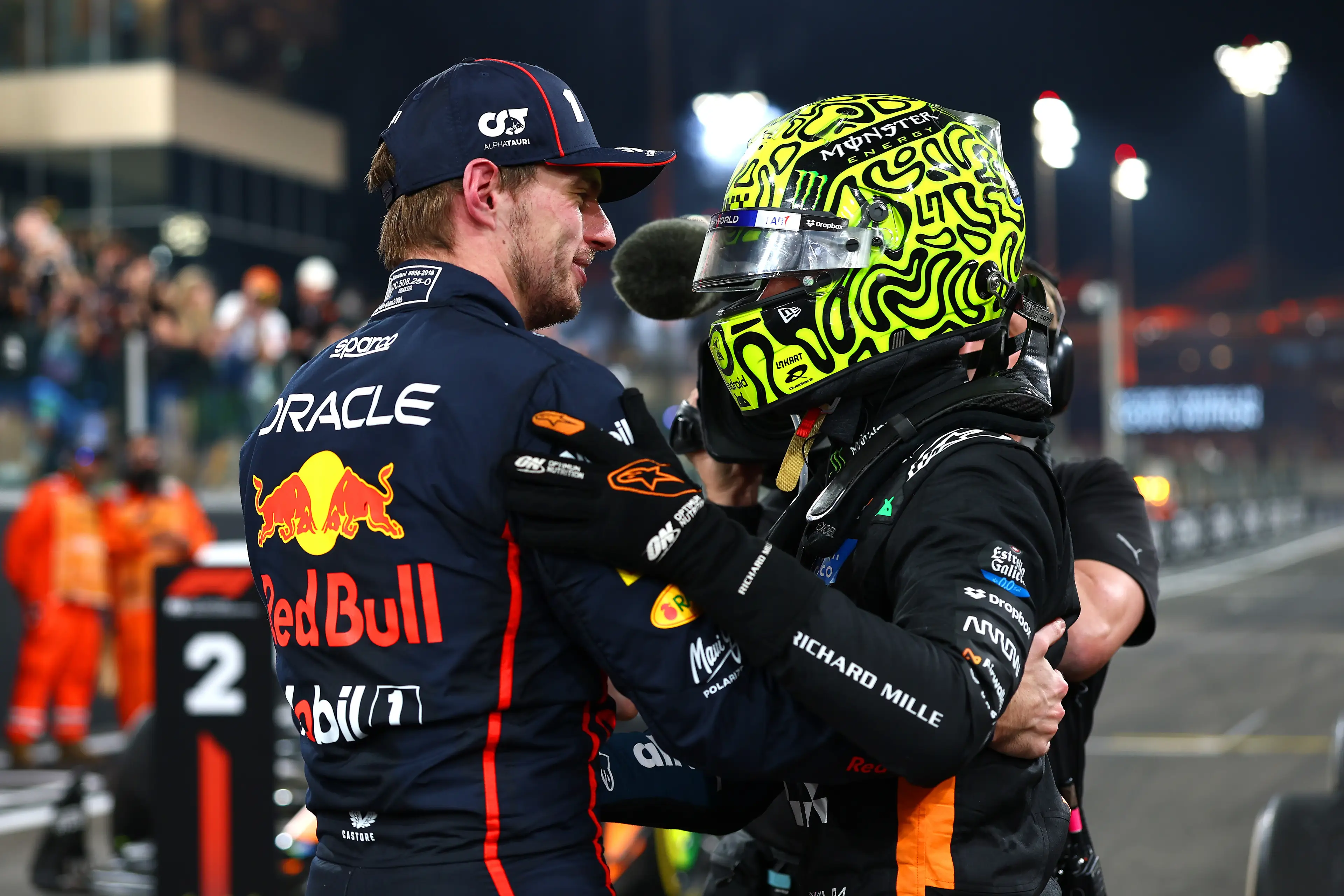 Max Verstappen congratulated Lando Norris after the Abu Dhabi Grand Prix. Image: Getty