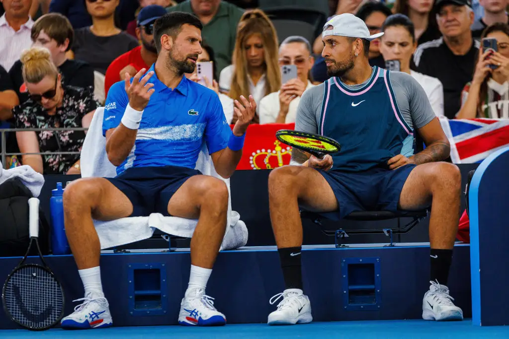 Novak Djokovic and Nick Kyrgios pictured at an ATP doubles event in Australia (Image: Getty)