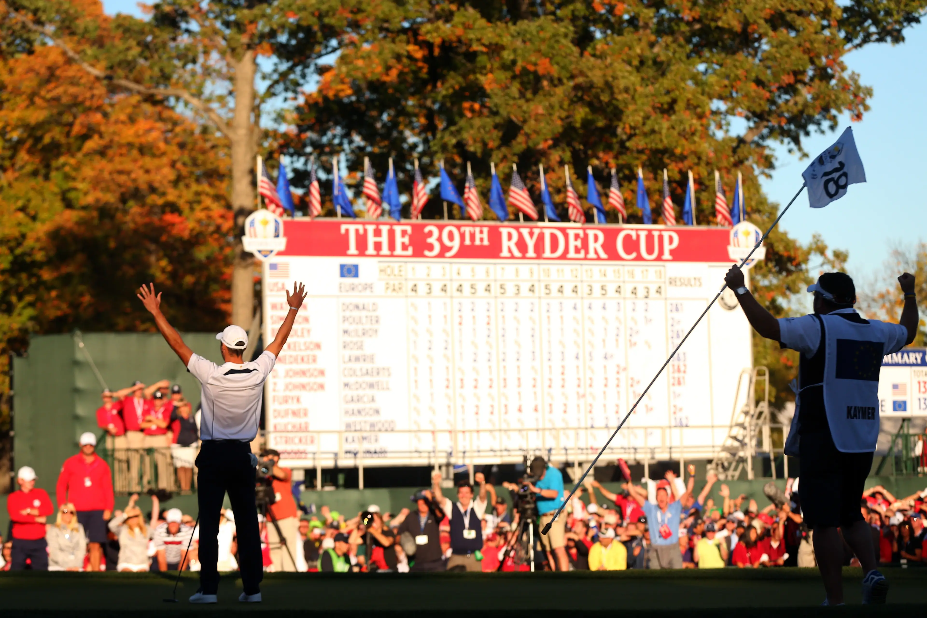 Team Europe celebrate the Miracle in Medinah. Image: Mike Ehrmann / Staff via Getty