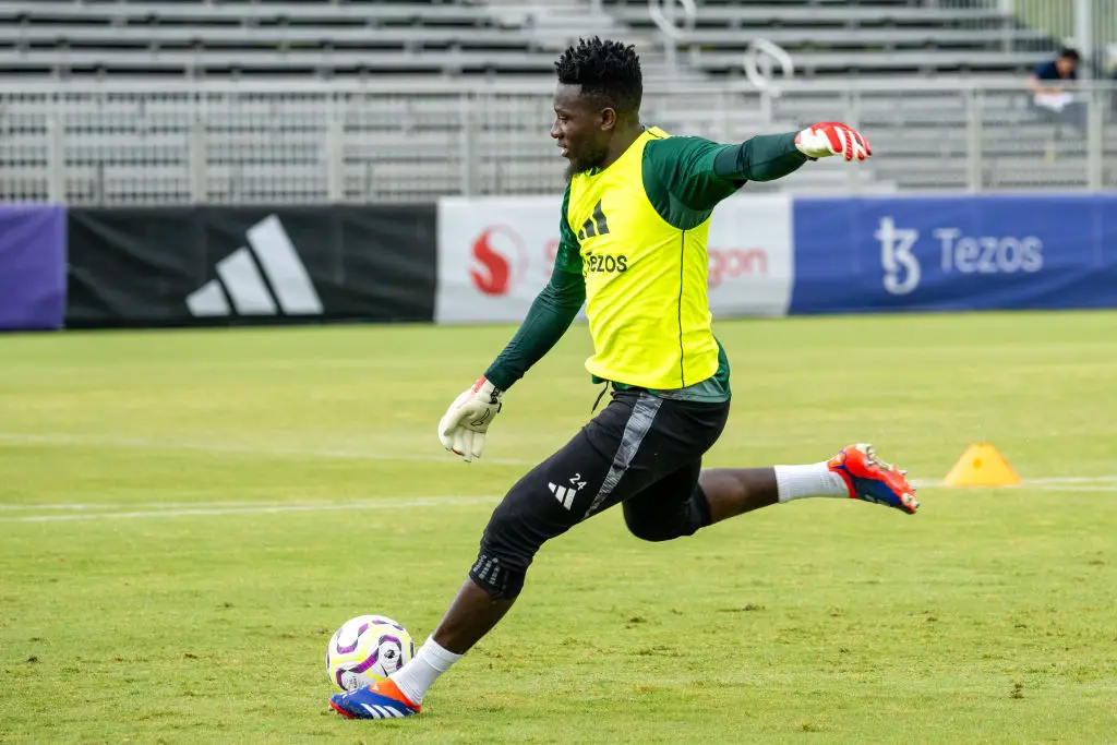 Man Utd goalkeeper Andre Onana pictured in training -