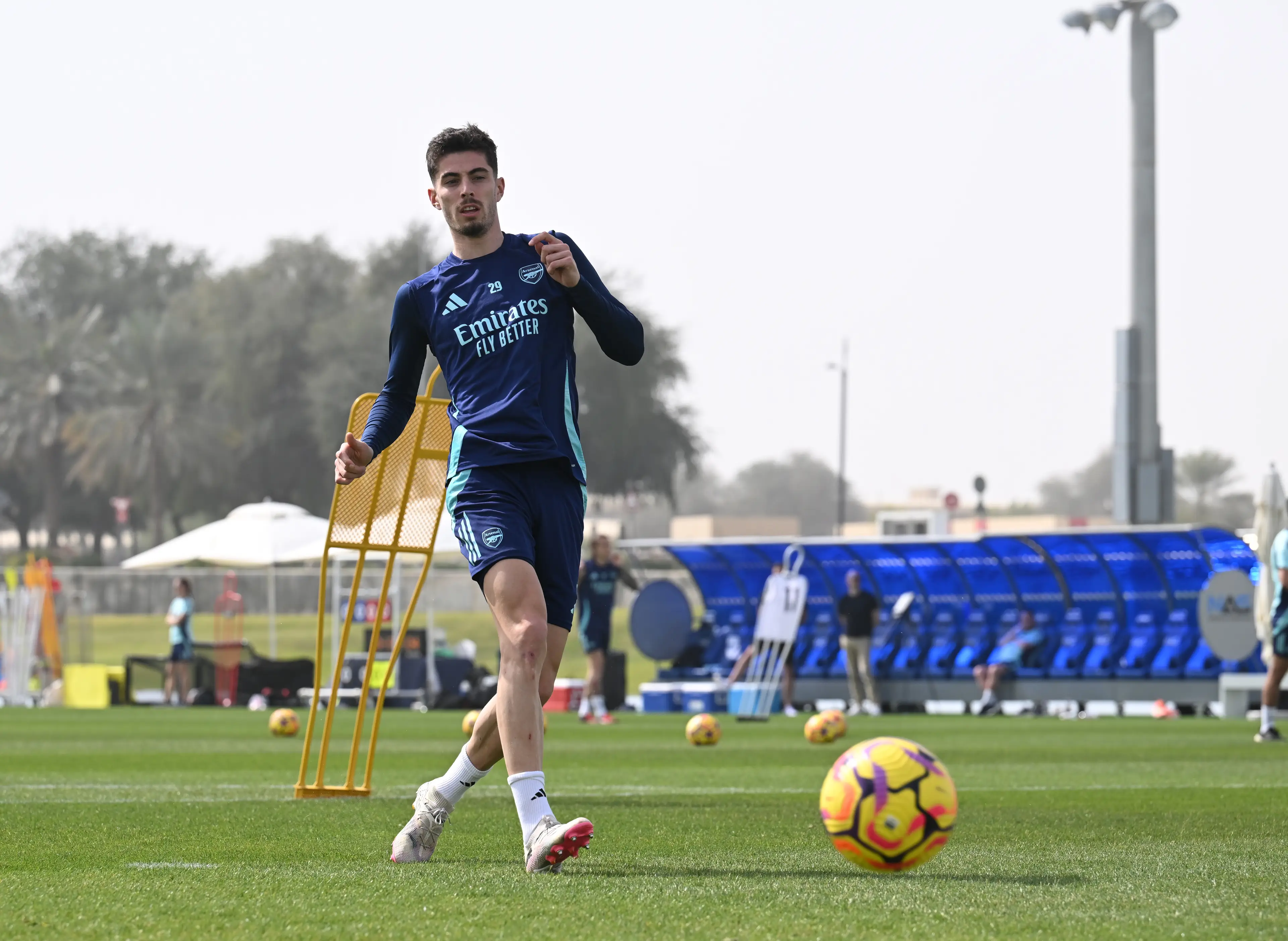 Kai Havertz during an Arsenal training session in Dubai. Image: Getty 
