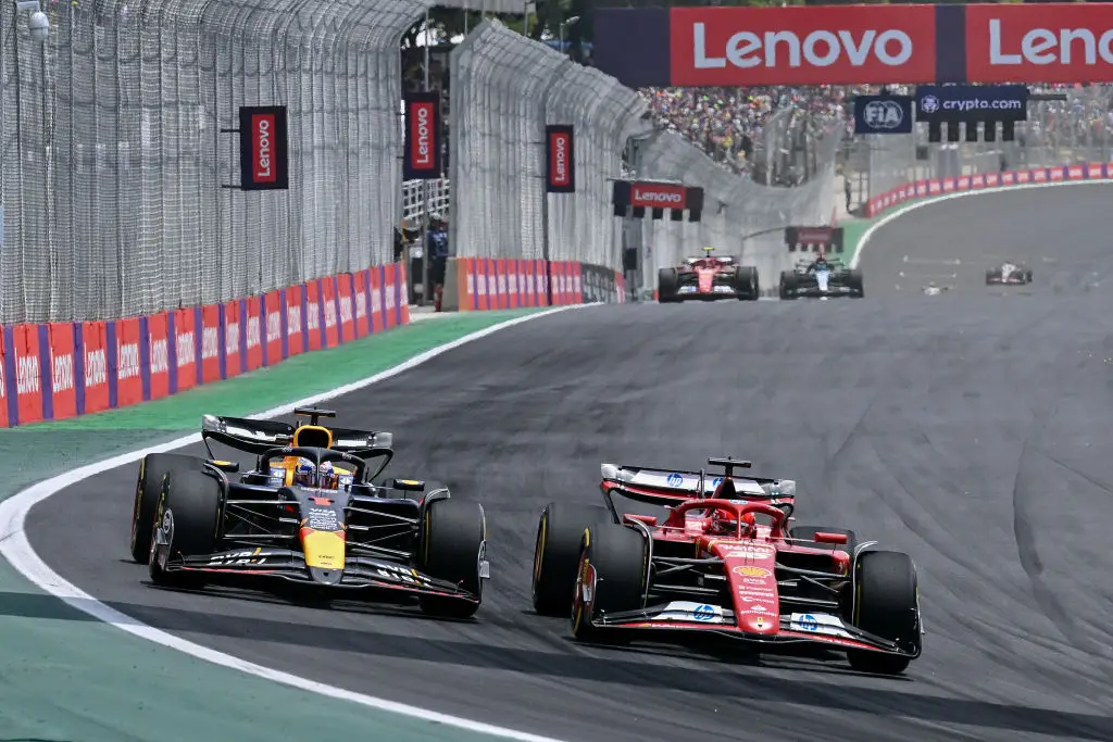 Charles Leclerc and Max Verstappen battle at the Brazilian GP -