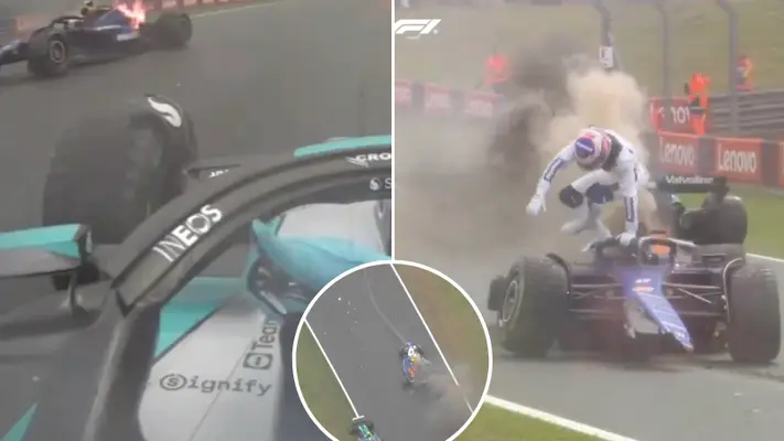 Onboard footage shows scary moment F1 driver appears not to realise his car is on fire after huge Dutch GP crash