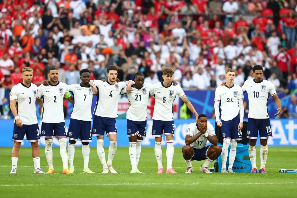 Players must stand within the centre circle during a penalty shootout. (Image: Getty)