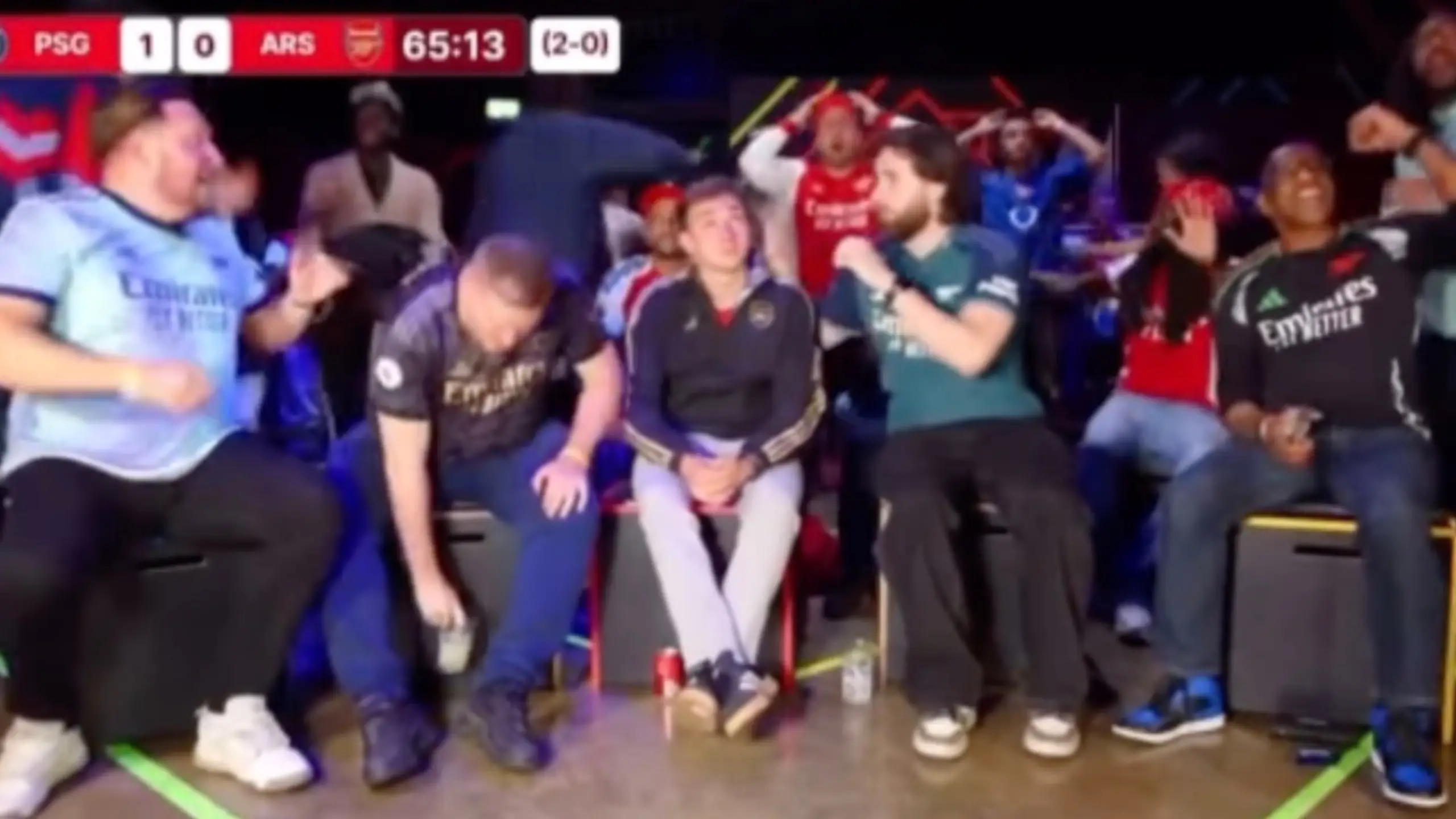 Rival fans lose it after Arsenal supporters thought PSG's controversial VAR penalty was for them