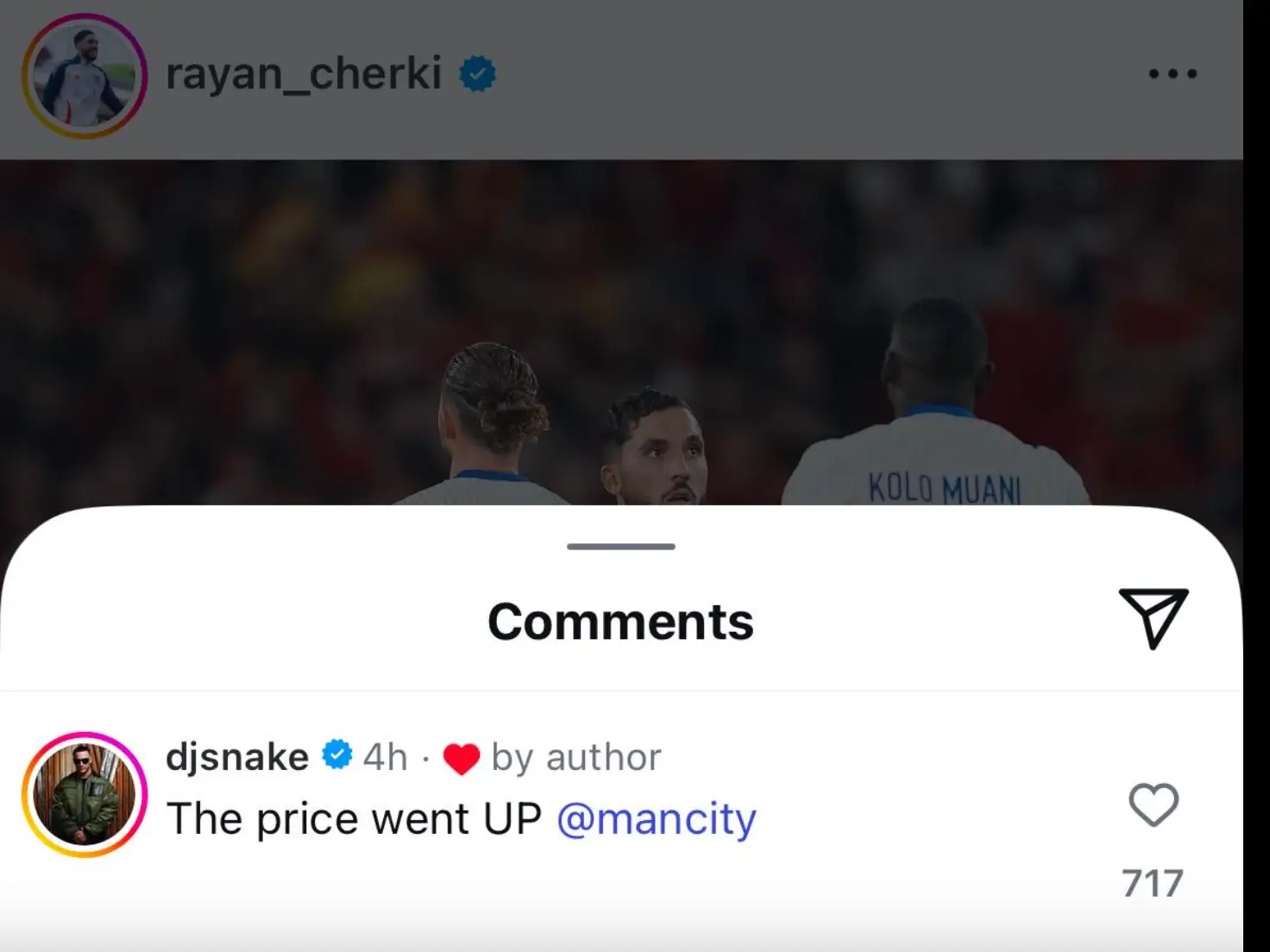 DJ Snake got fans worried with his comment directed towards Manchester City. Image: Instagram