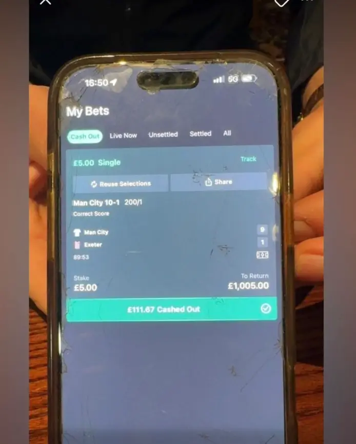 The 200/1 bet in question (Image: Facebook)