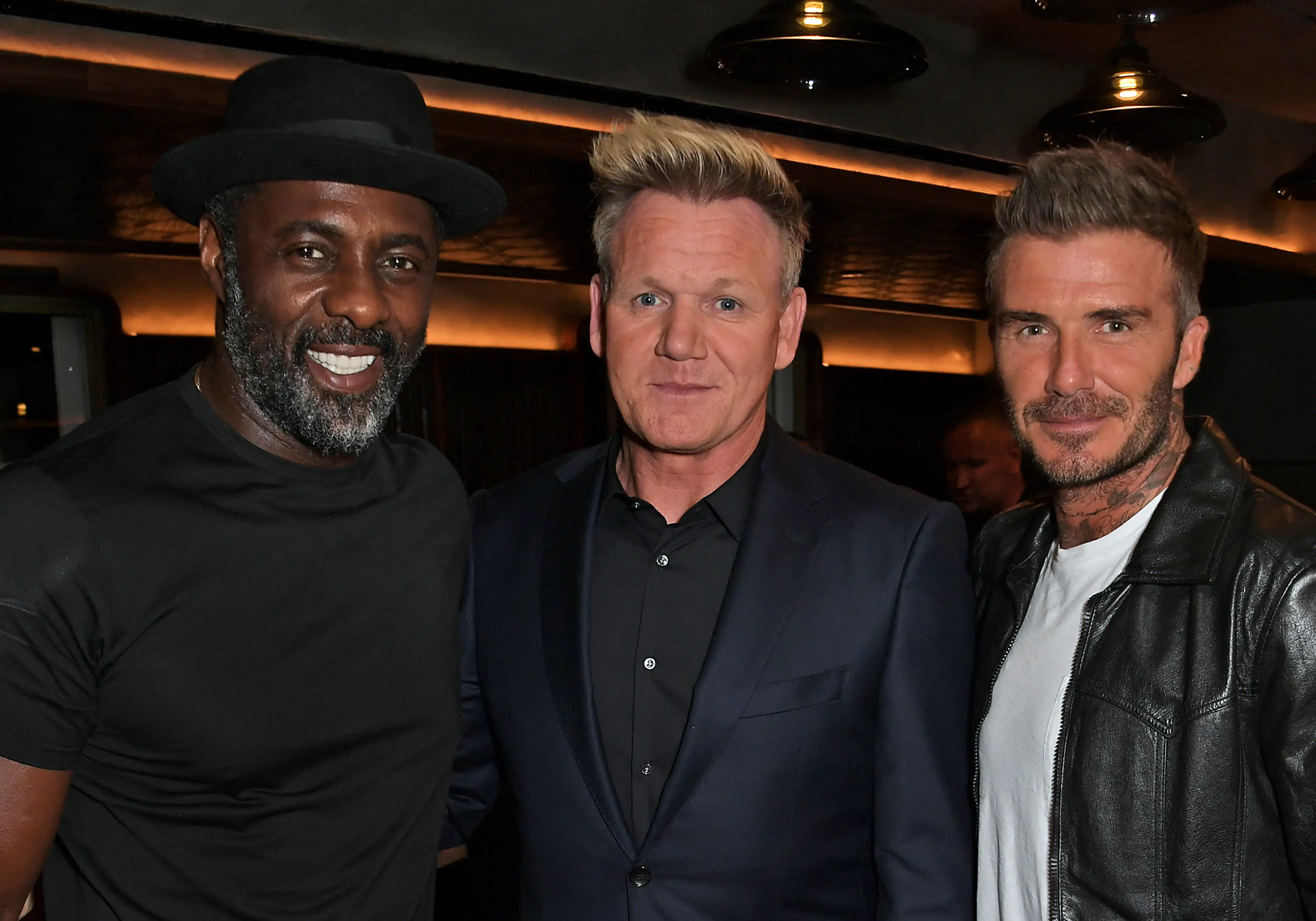 Gordon Ramsay pictured alongside Idris Elba and David Beckham (Image: Getty)