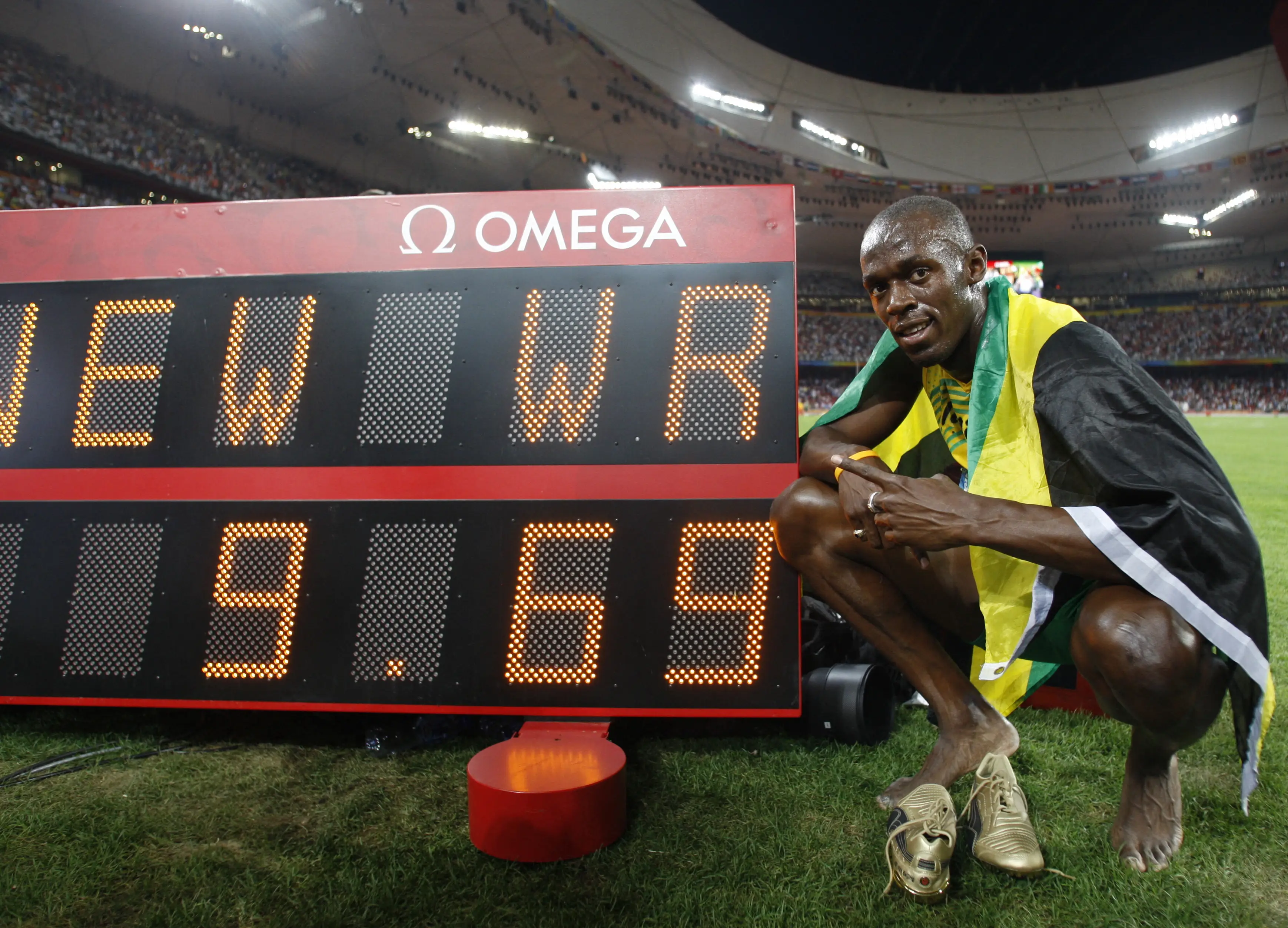 Usain Bolt set a world record at the 2008 Beijing Olympics in the 100m. (