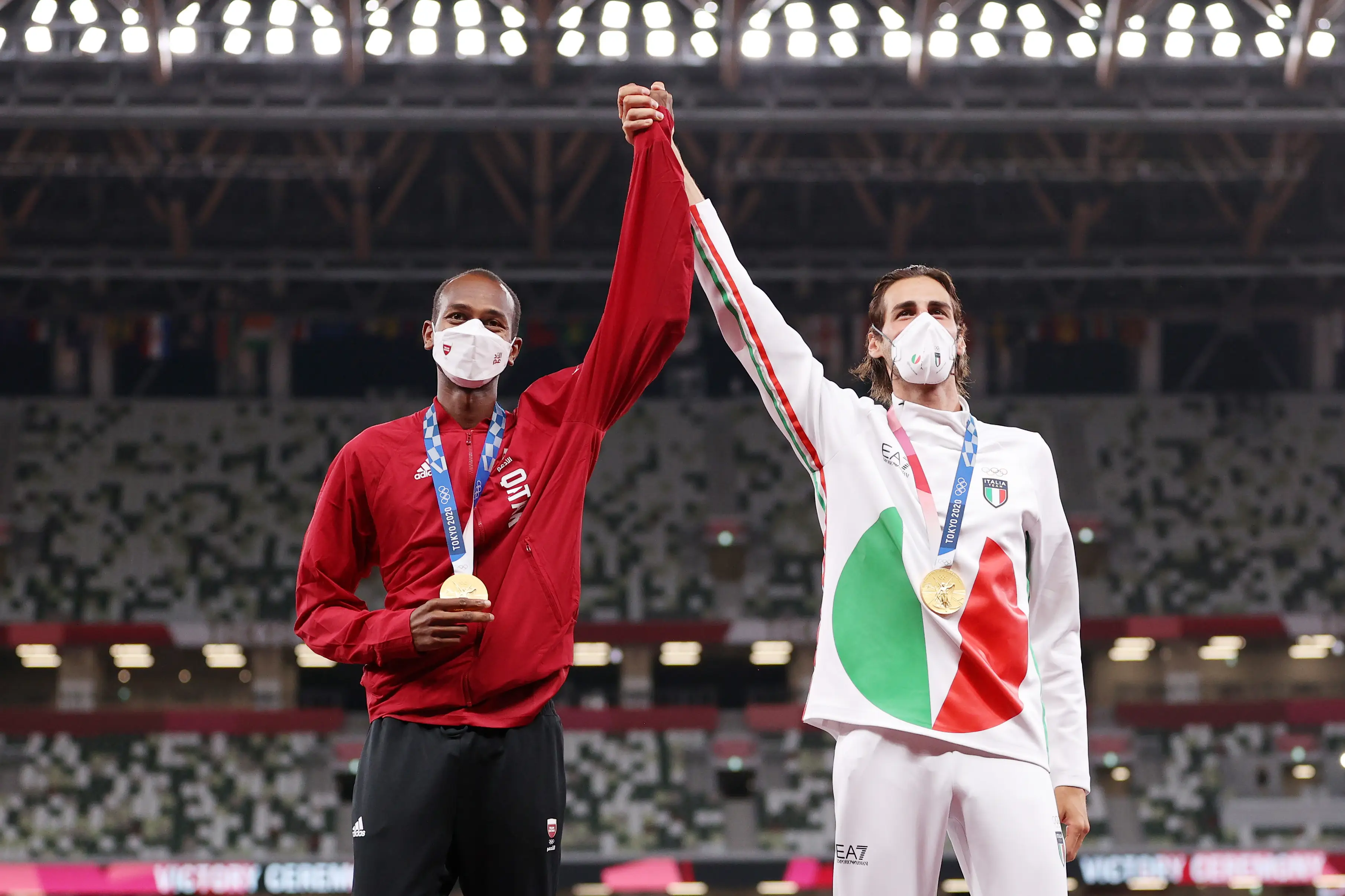 Mutaz Essa Barshim and Gianmarco Tamberi shared the gold medal. Image: Getty
