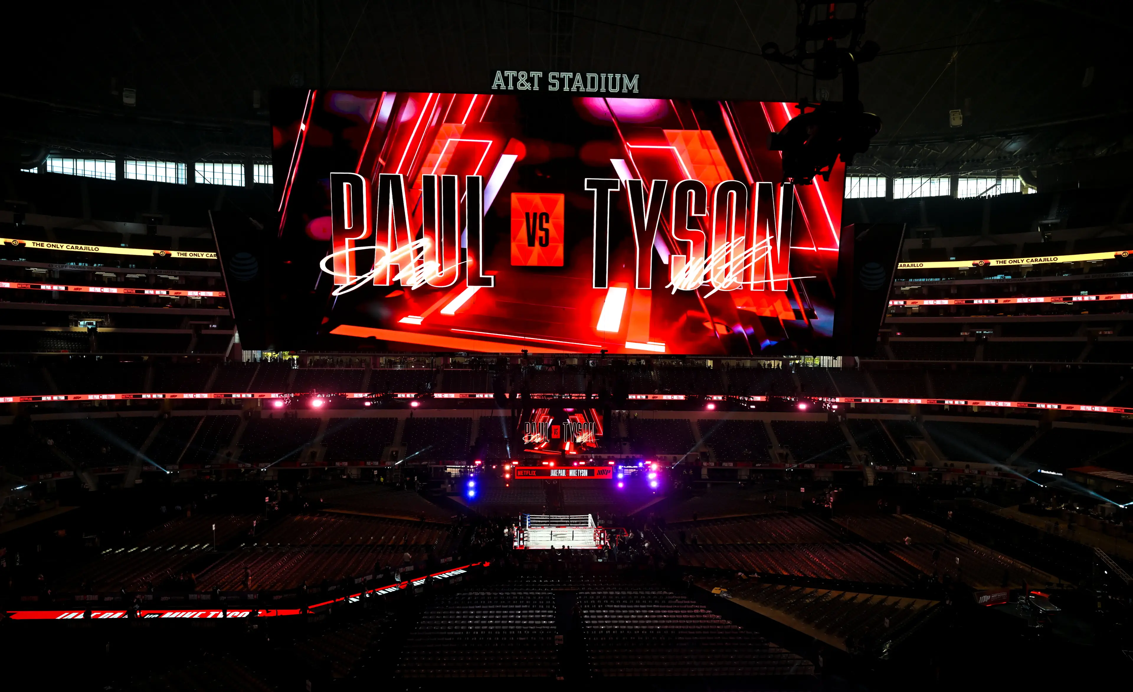 The AT&T Stadium for Mike Tyson vs. Jake Paul. Image: Getty 