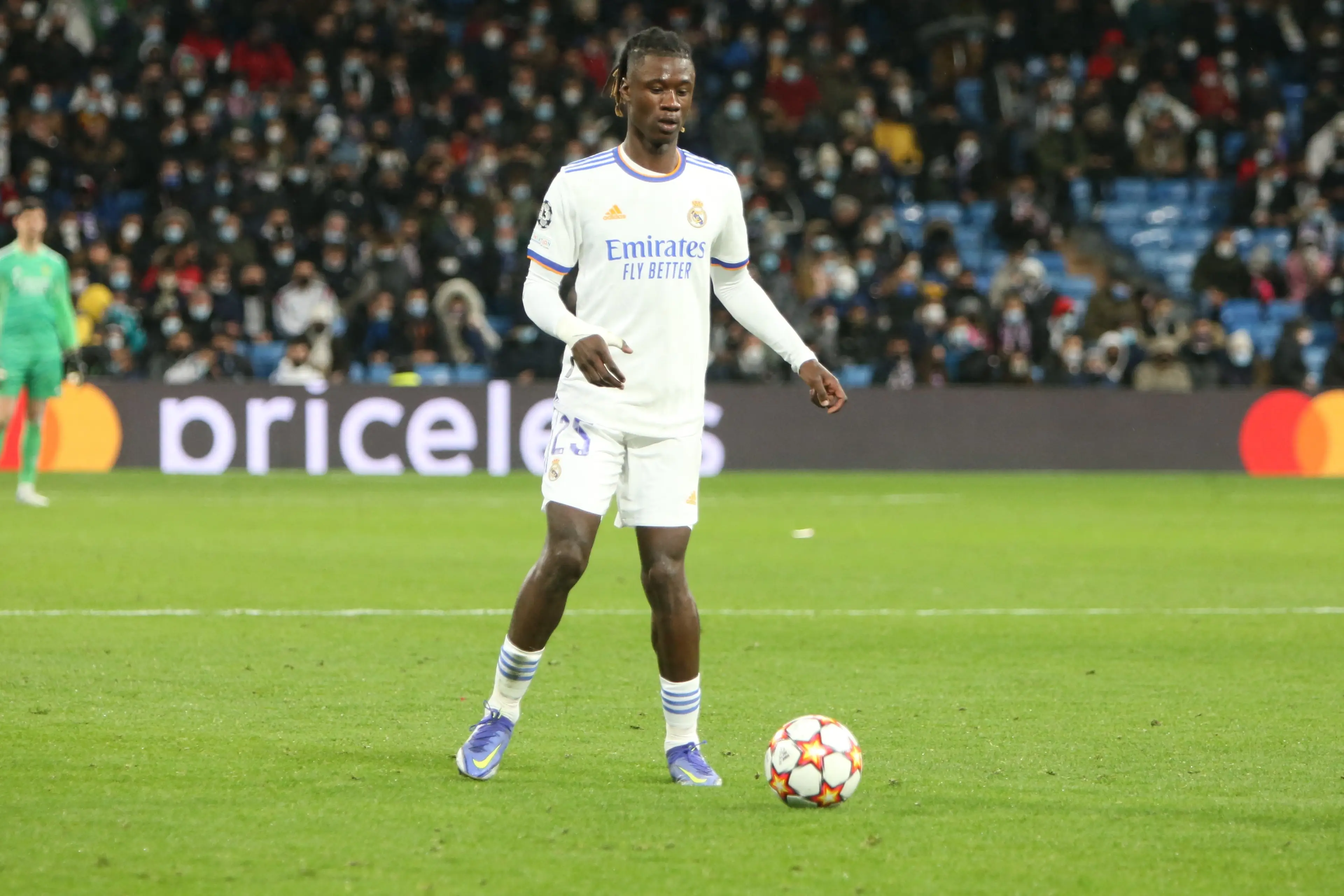 Camavinga playing for Real Madrid in the 21/22 Champions League Group stage (Image: PA Images)