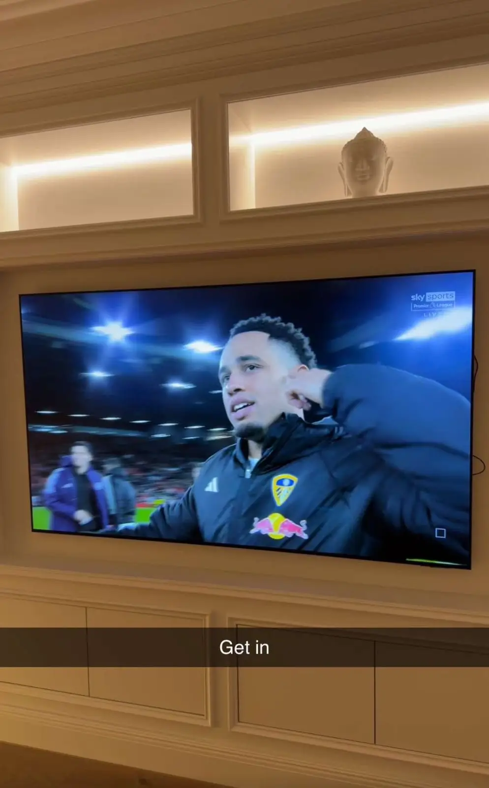 Haaland reacts to Leeds' win over Manchester United. Image credit: Snapchat