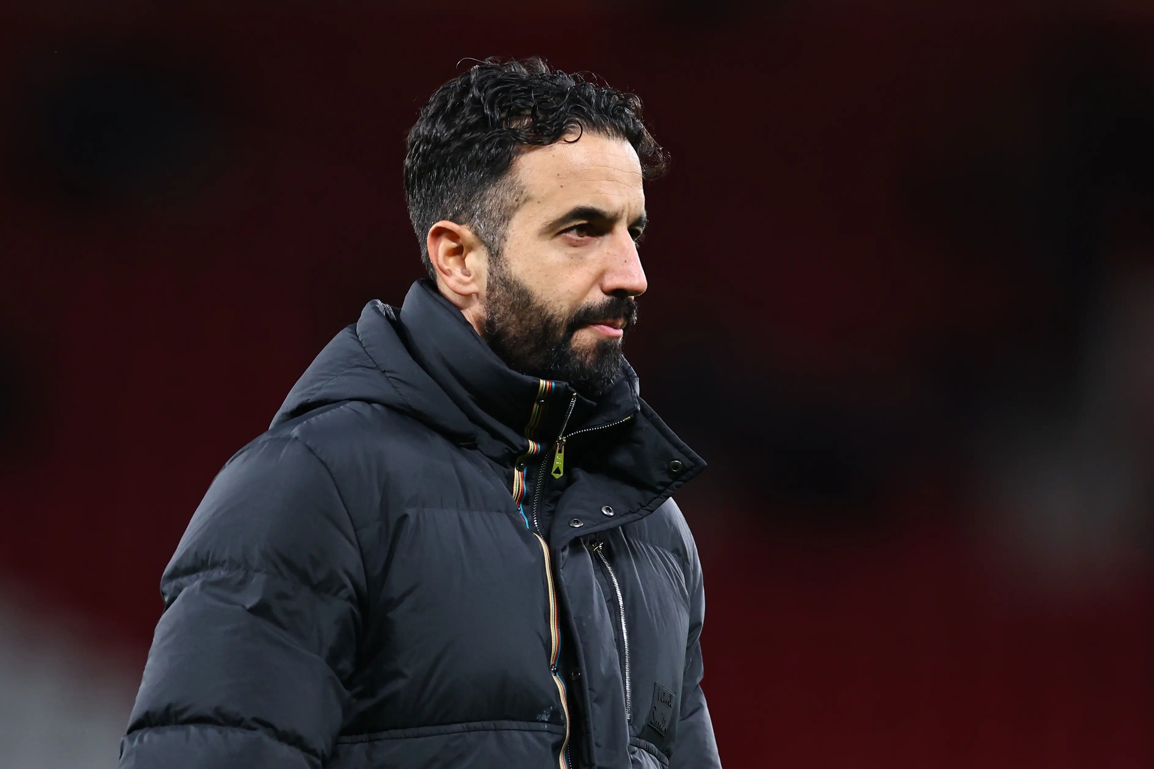 Ruben Amorim cuts a frustrated figure after Manchester United's defeat to Newcastle United. Image: Getty 