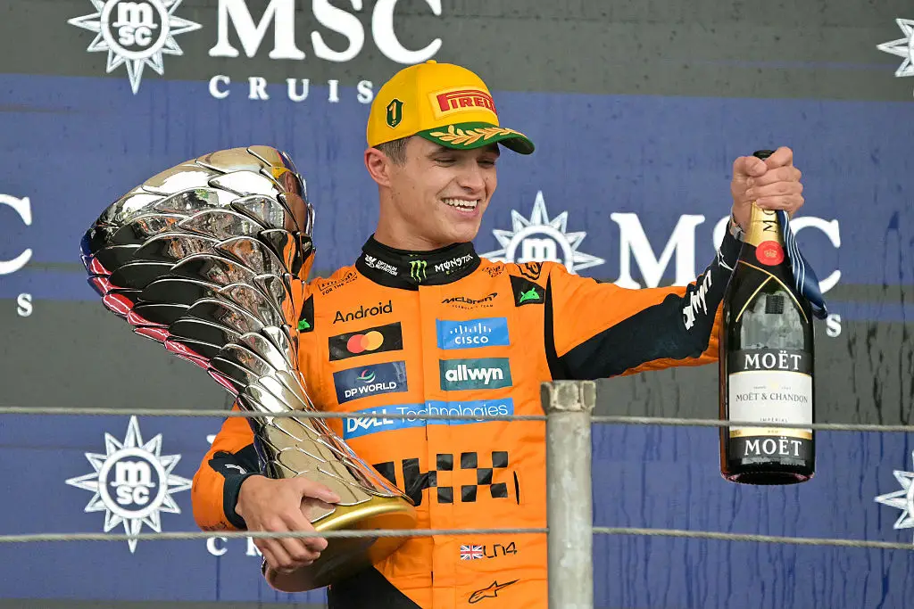 Lando Norris won the Brazilian Grand Prix. (Image: NELSON ALMEIDA/AFP via Getty Images)