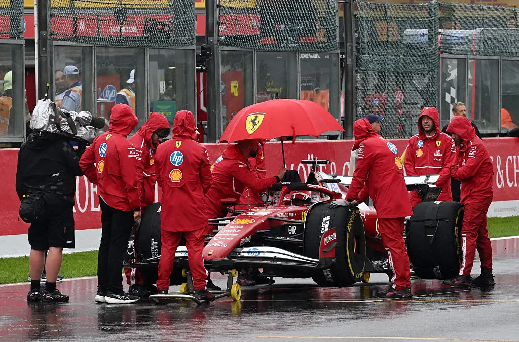The severe weather in Belgium caused major delays to the Grand Prix. (Image: Getty)