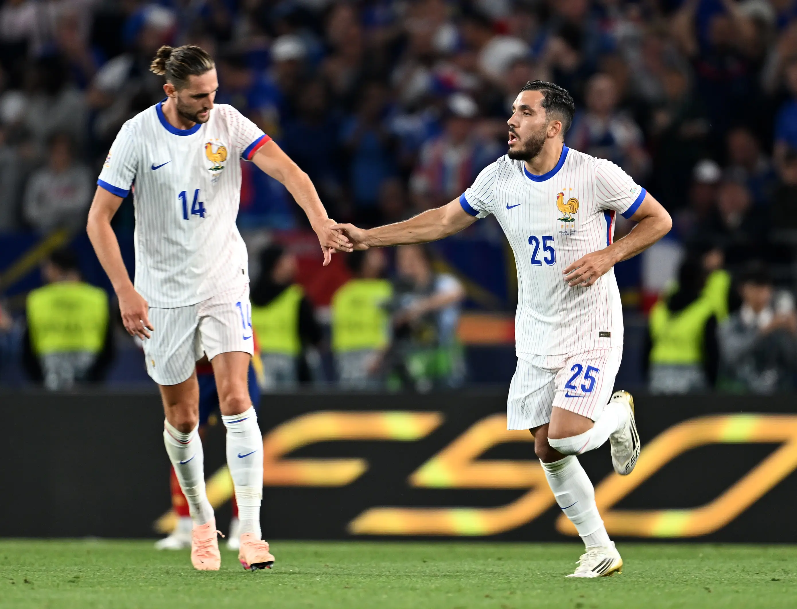 Rayan Cherki scored and assisted on his France debut. Image: Getty