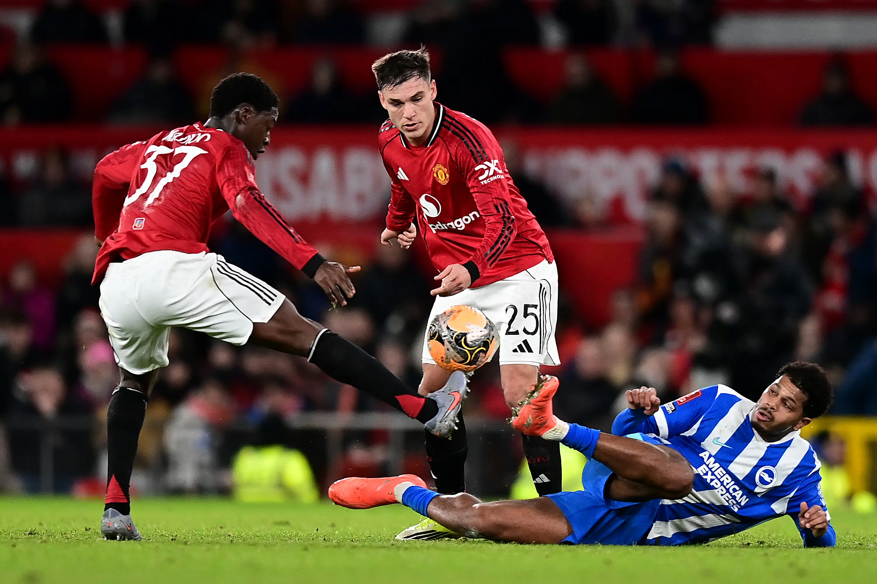 Kobbie Mainoo made his second start of the season against Brighton on Sunday. Image credit: Getty