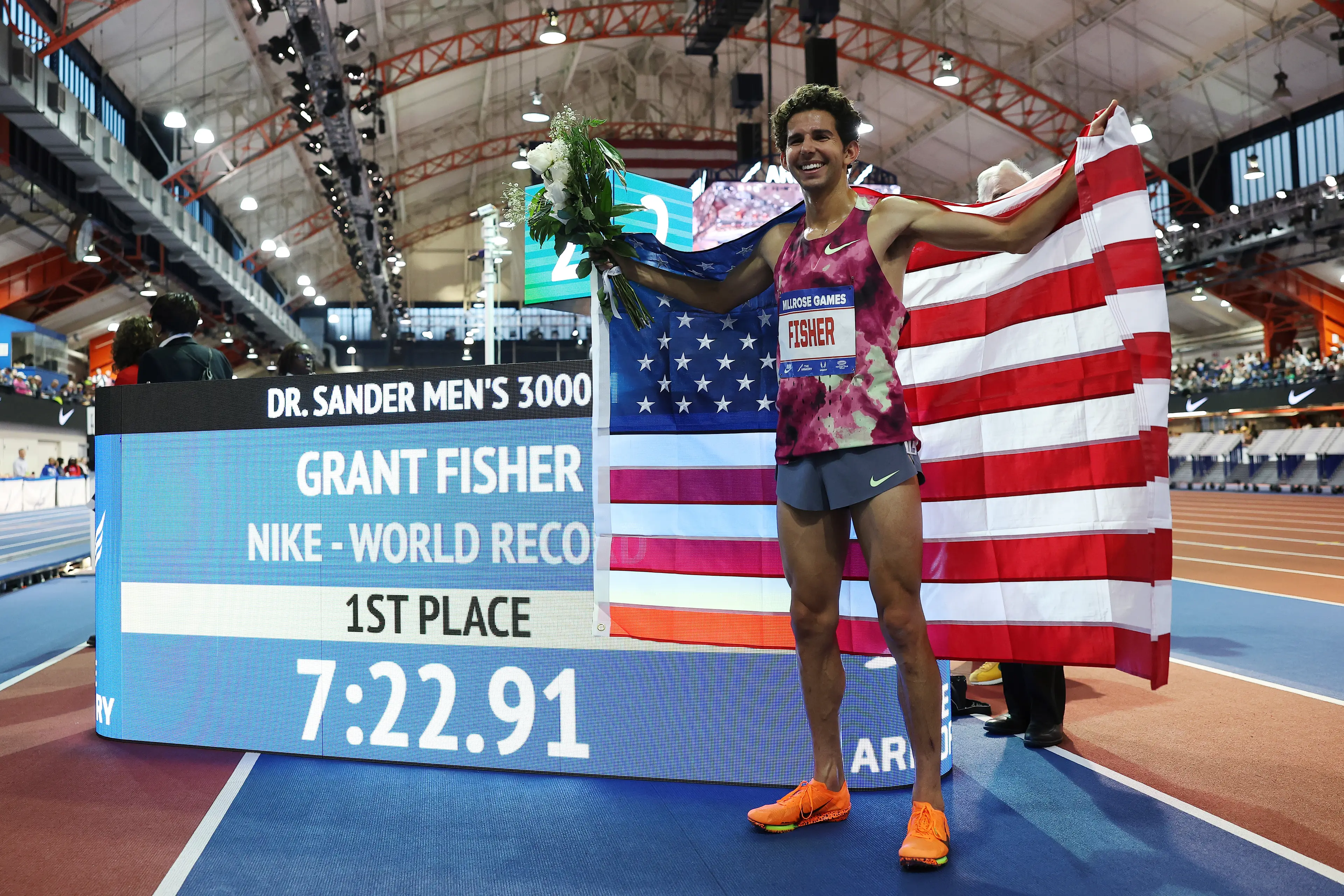 Grant Fisher sets a new indoor 3,000m world record (Getty)