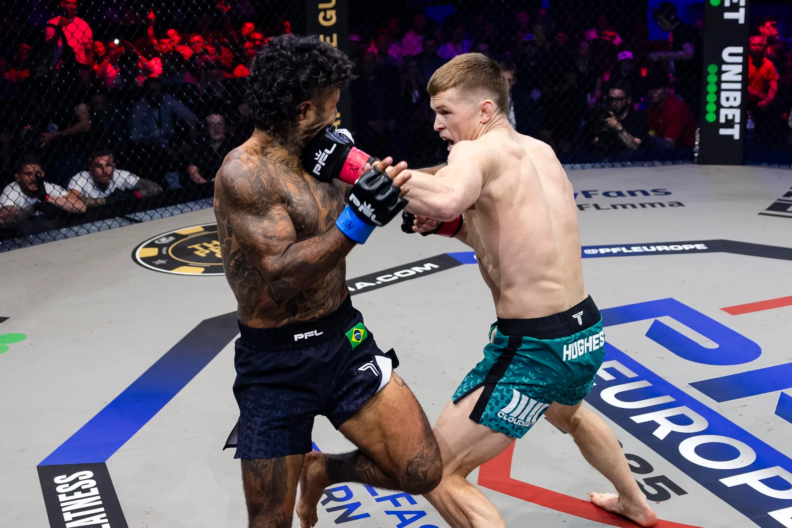 Paul Hughes stopped Bruno Miranda in just 42 seconds. Image: PFL  