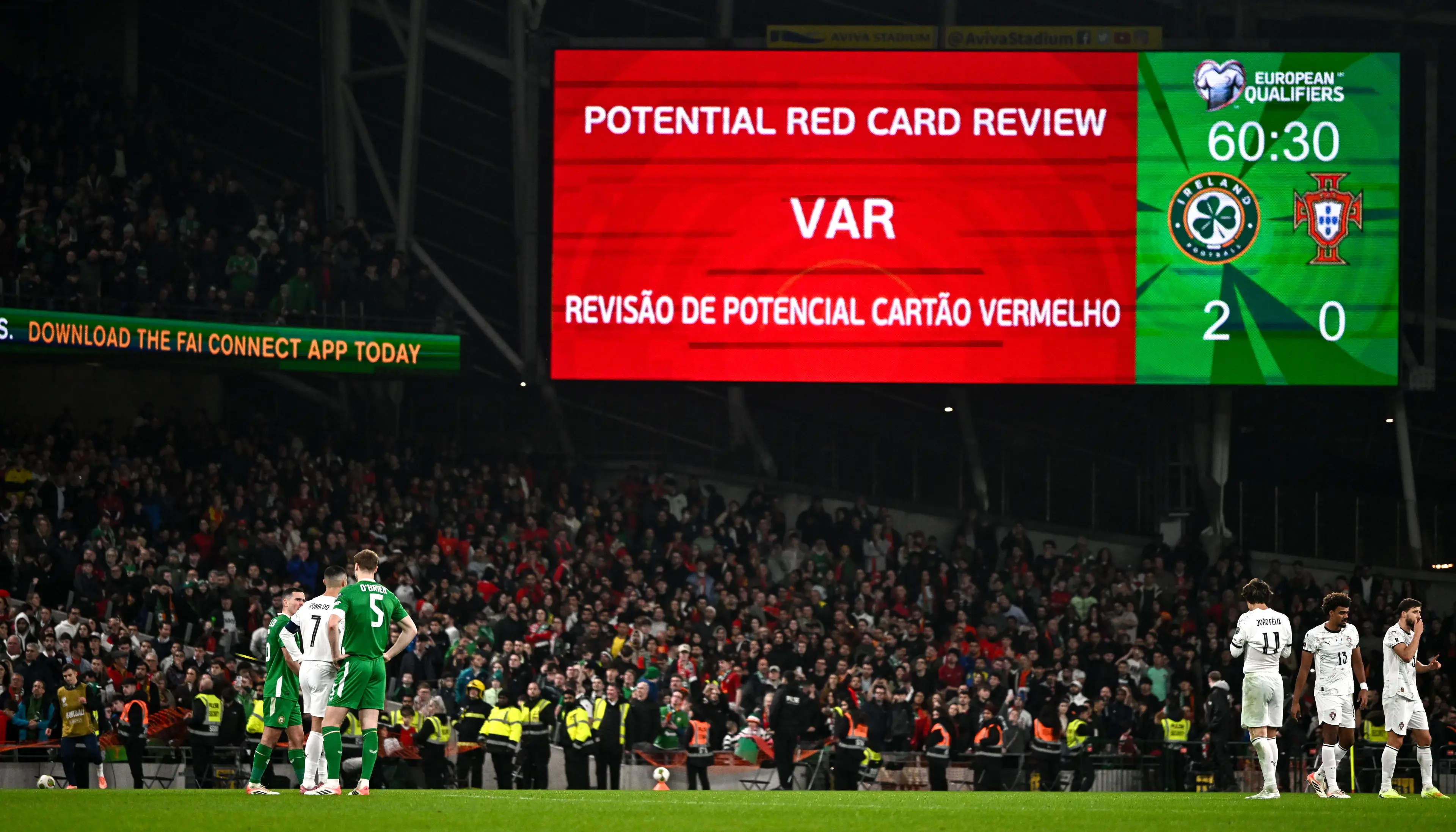 After a VAR review, Ronaldo was sent for an early bath. Image credit: Getty