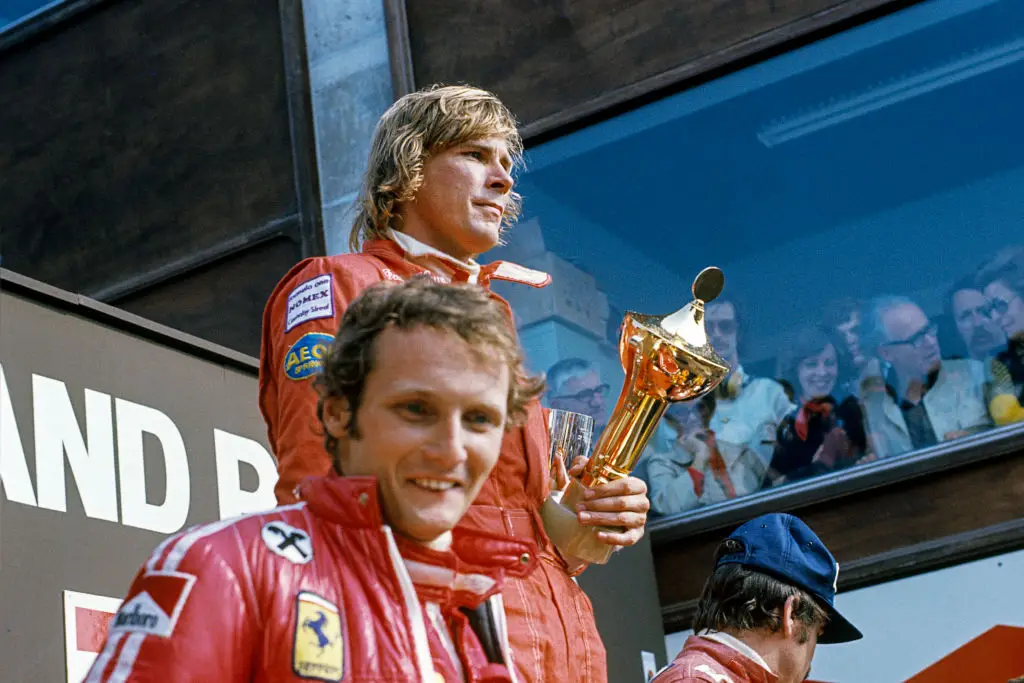 Niki Lauda (front) had an iconic rivalry with James Hunt in 1976 (Image: Getty)