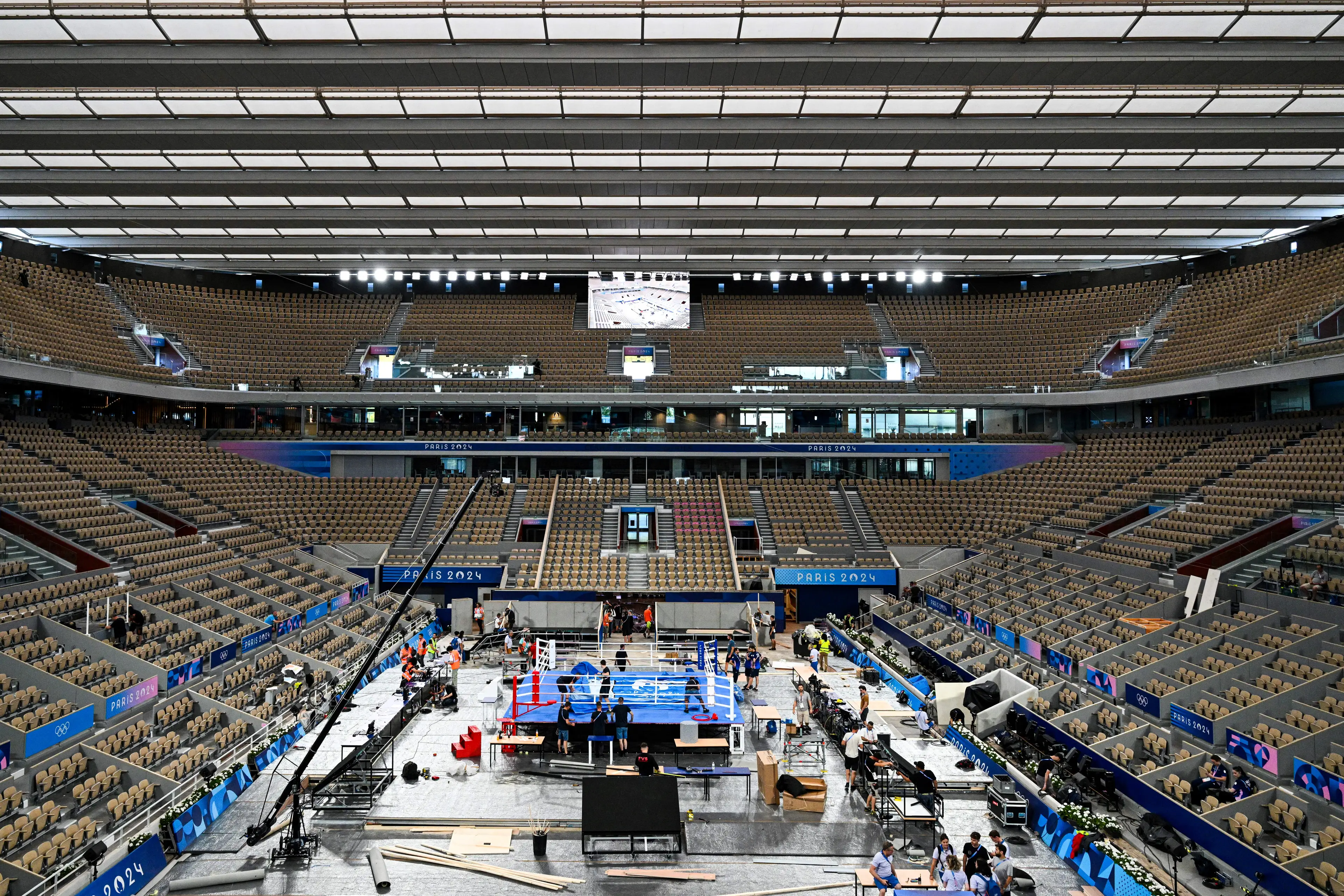 The ring ahead of the finals match at the Roland-Garros Stadium during the Paris 2024 Olympic Games. Image credit: Getty