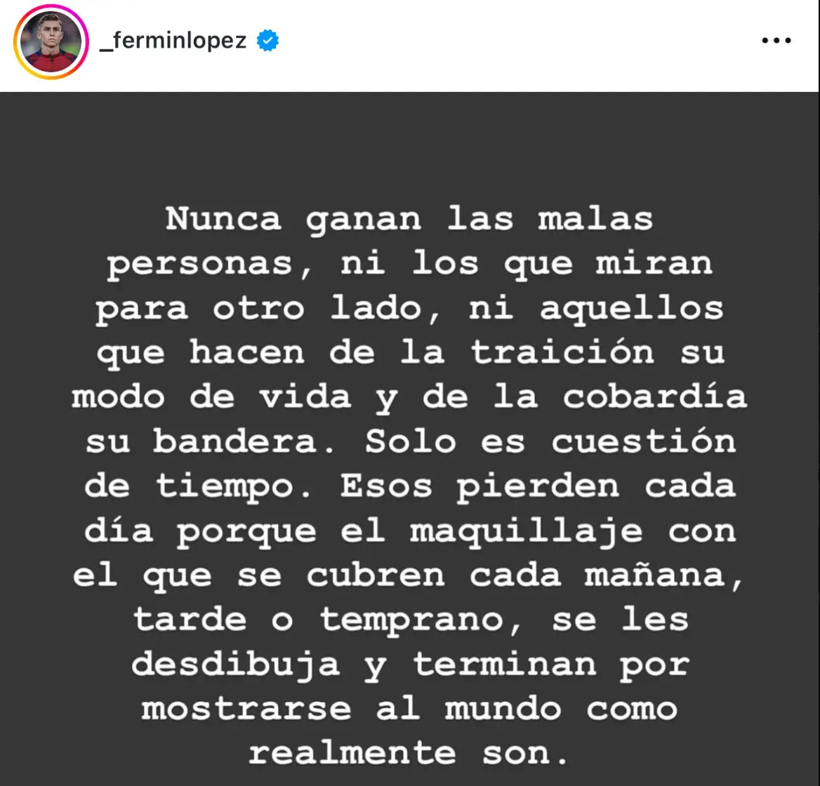 Fermin Lopez posted and quickly deleted his latest Instagram post (Image: Instagram/@ferminlopez)