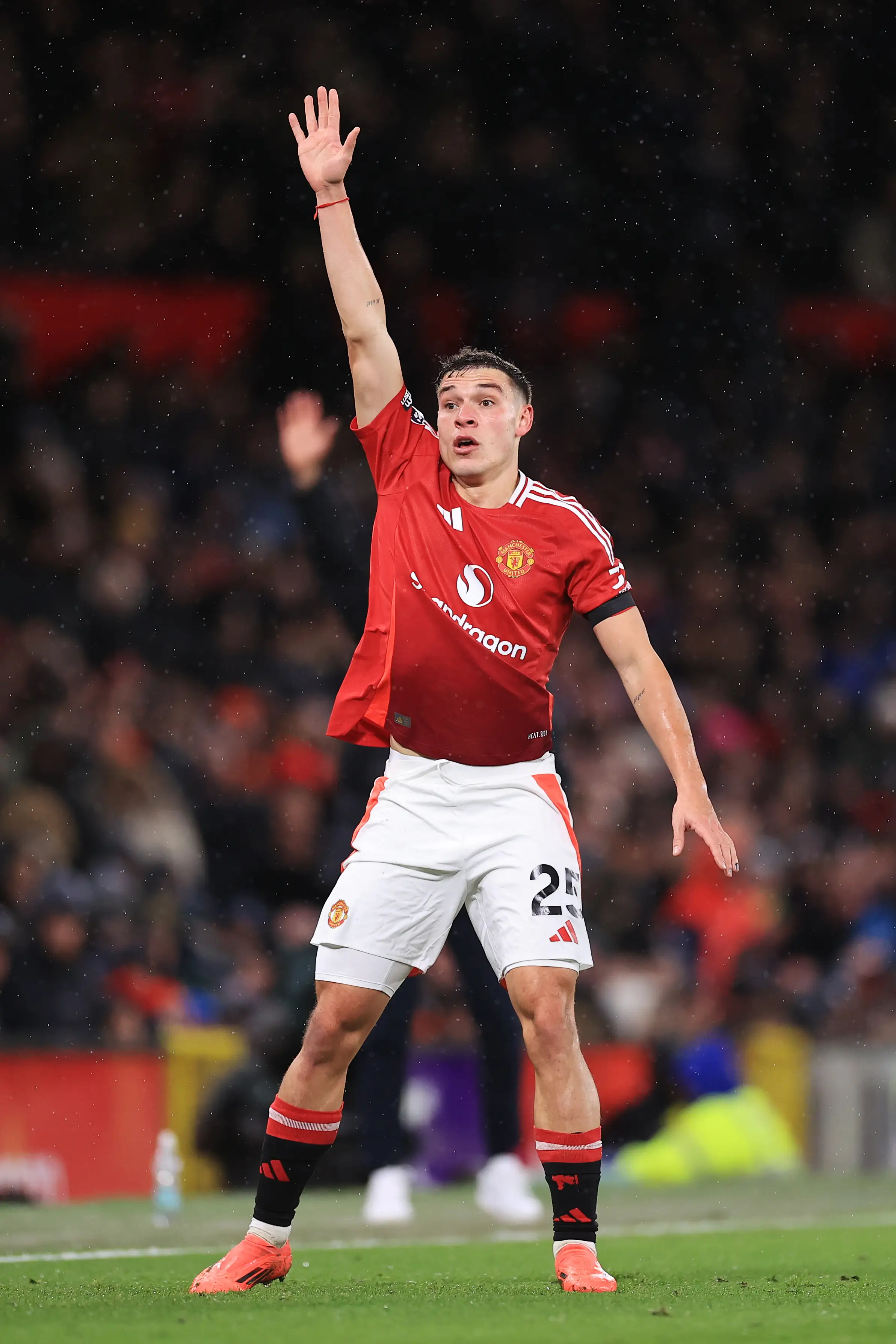 Manchester United's Manuel Ugarte appeals during the defeat to Nottingham Forest. Image: Getty