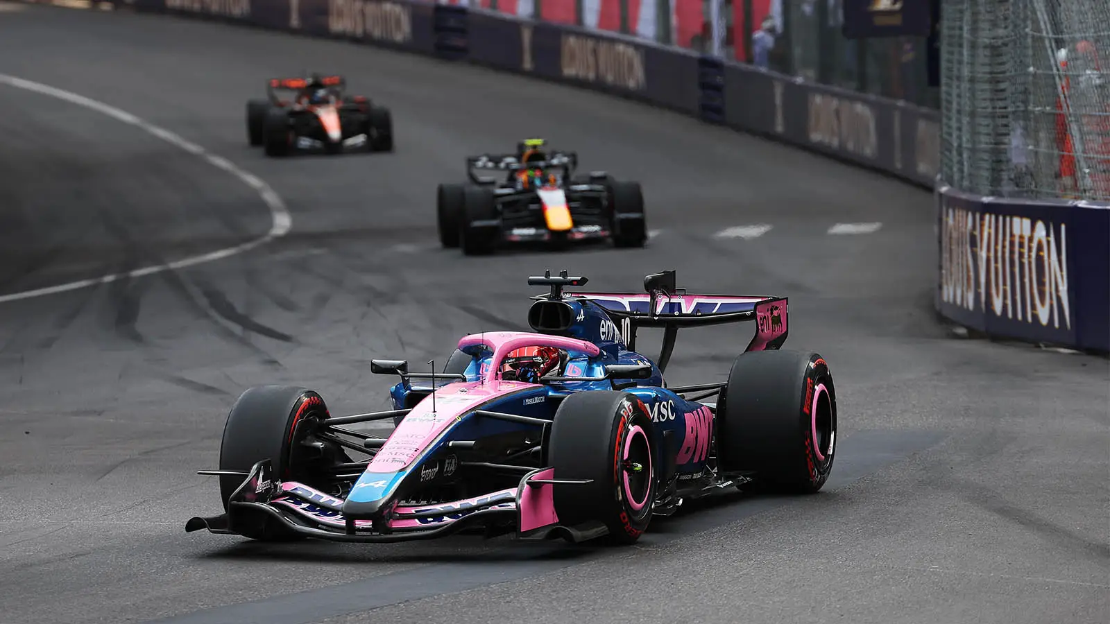 Gasly led home Isack Hadjar and Oscar Piastri in the closing laps at Monaco but it wasn't enough to keep third place (Image: Getty)