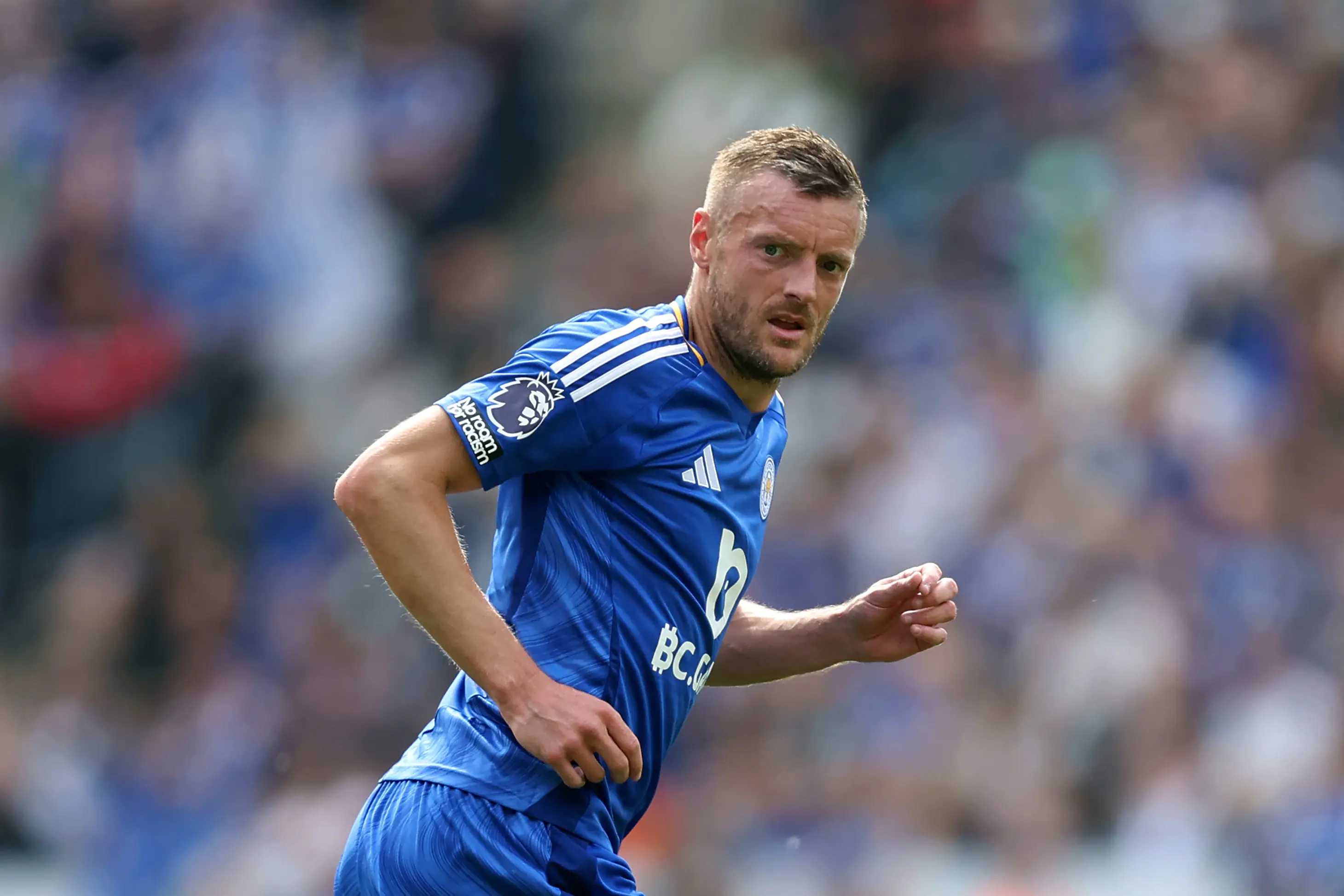 Jamie Vardy is on the verge of signing for Italian outfit Cremonese. Image: Getty 