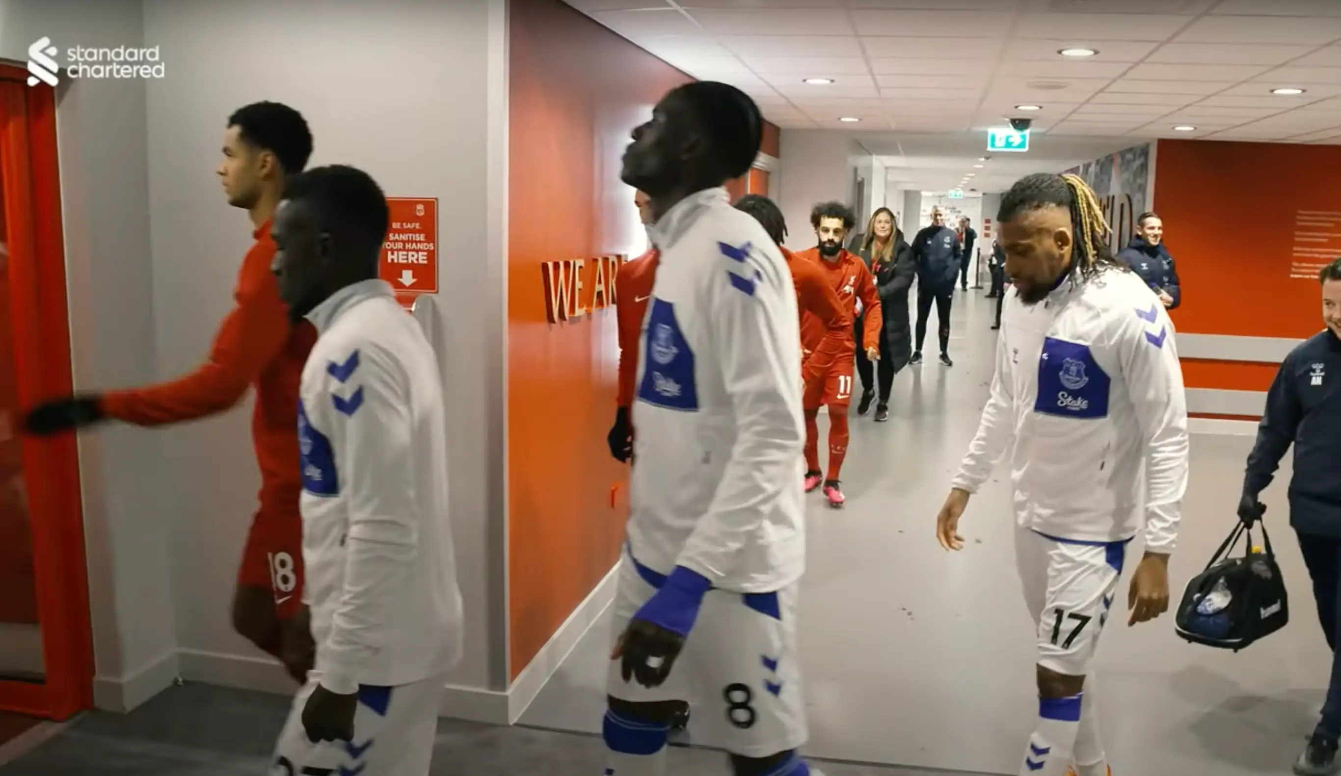 Cody Gakpo gets ready to touch the 'This is Anfield' sign. Image credit: Liverpool FC/YouTube